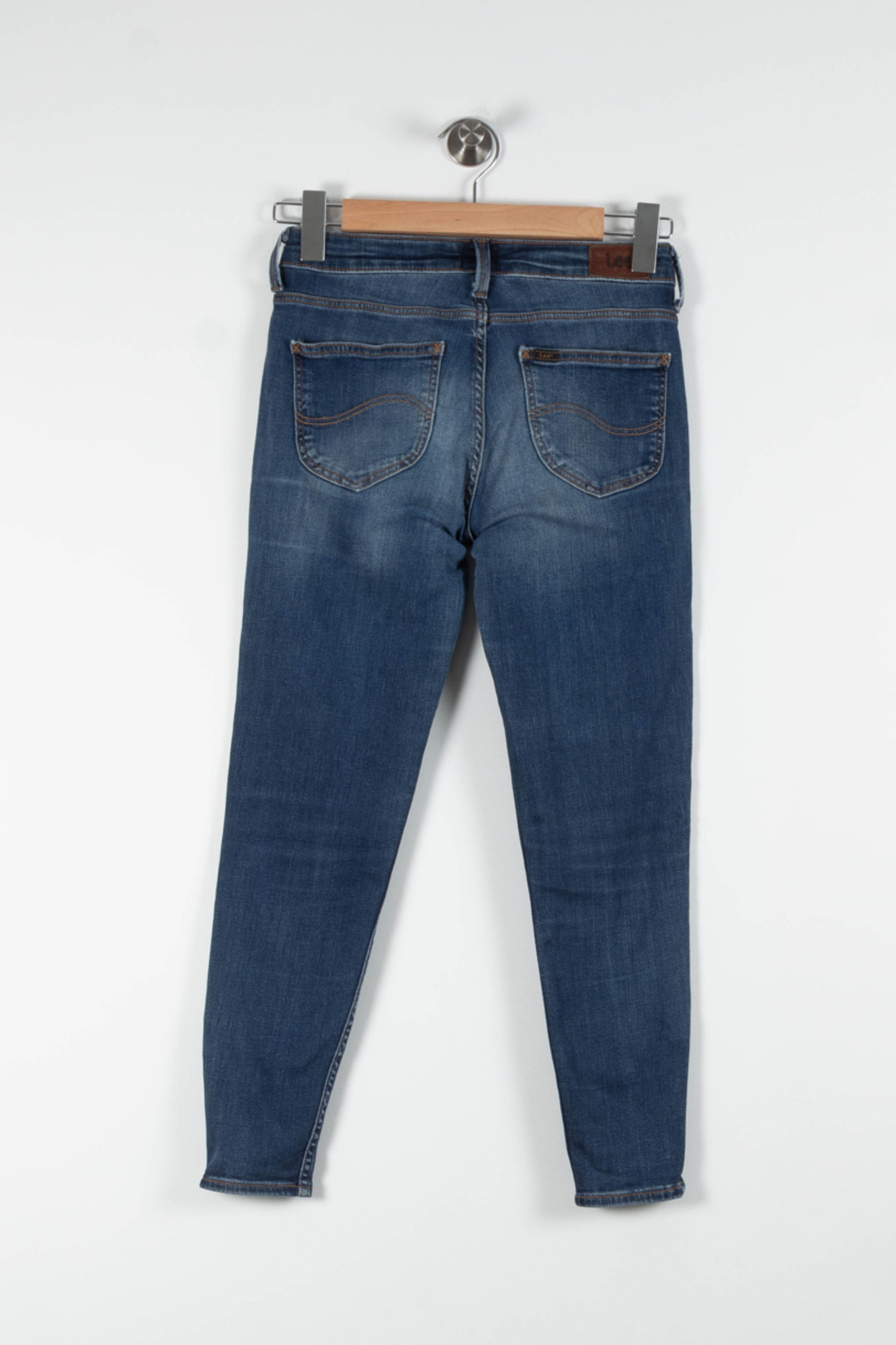 Cropped slim jeans with studs LEE - Seconde Main Blue