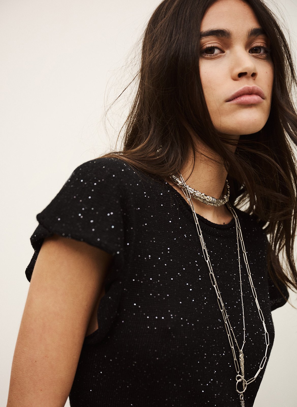 Rechte top van tricot met ronde hals BA&SH Zwart