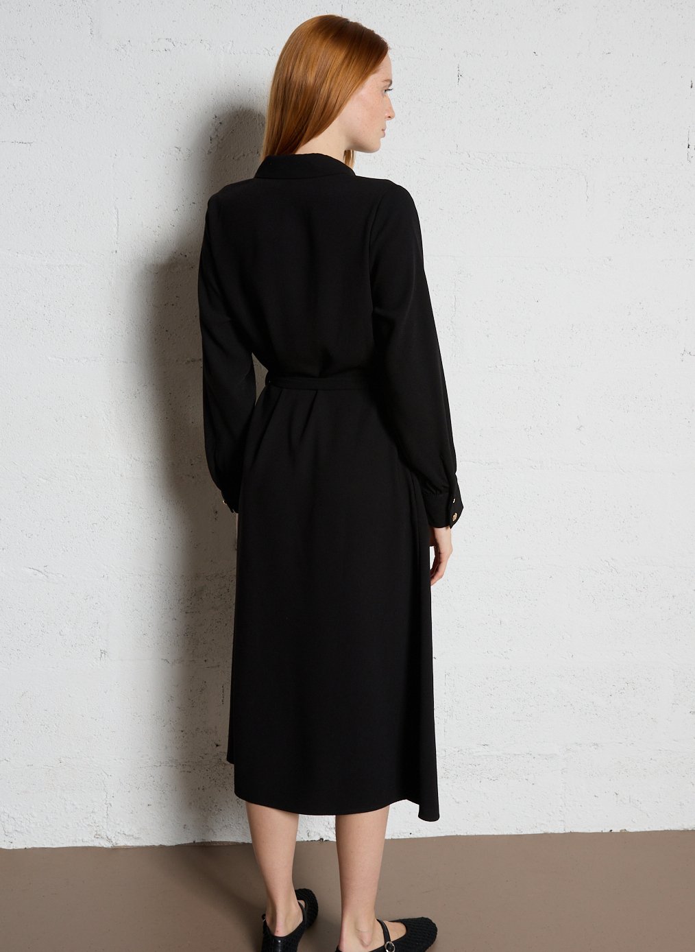 Knopfleiste halblanges einfarbiges Kleid SUD EXPRESS Schwarz