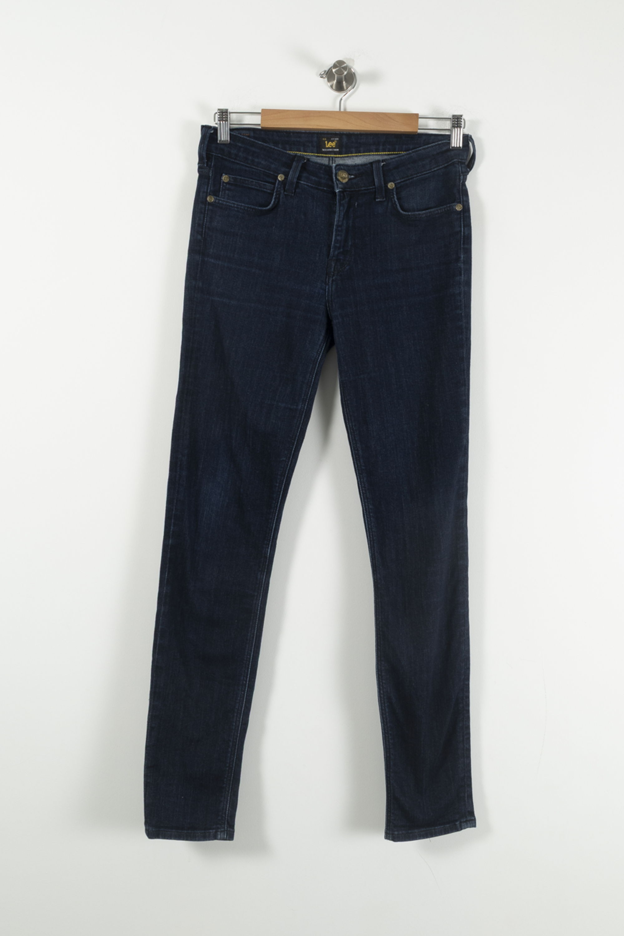 Cropped slim jeans with studs LEE - Seconde Main Blue