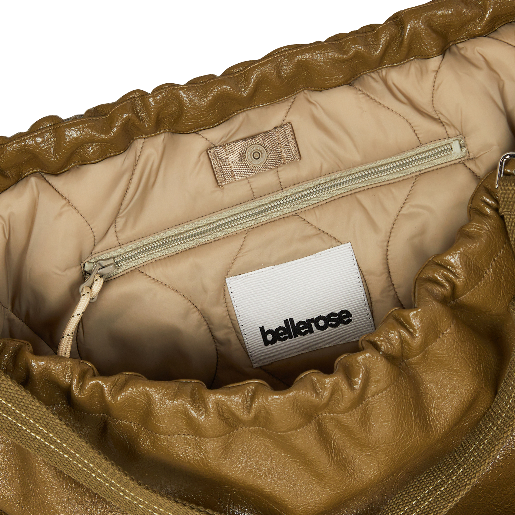 Large crinkled shoulder bag BELLEROSE Khaki