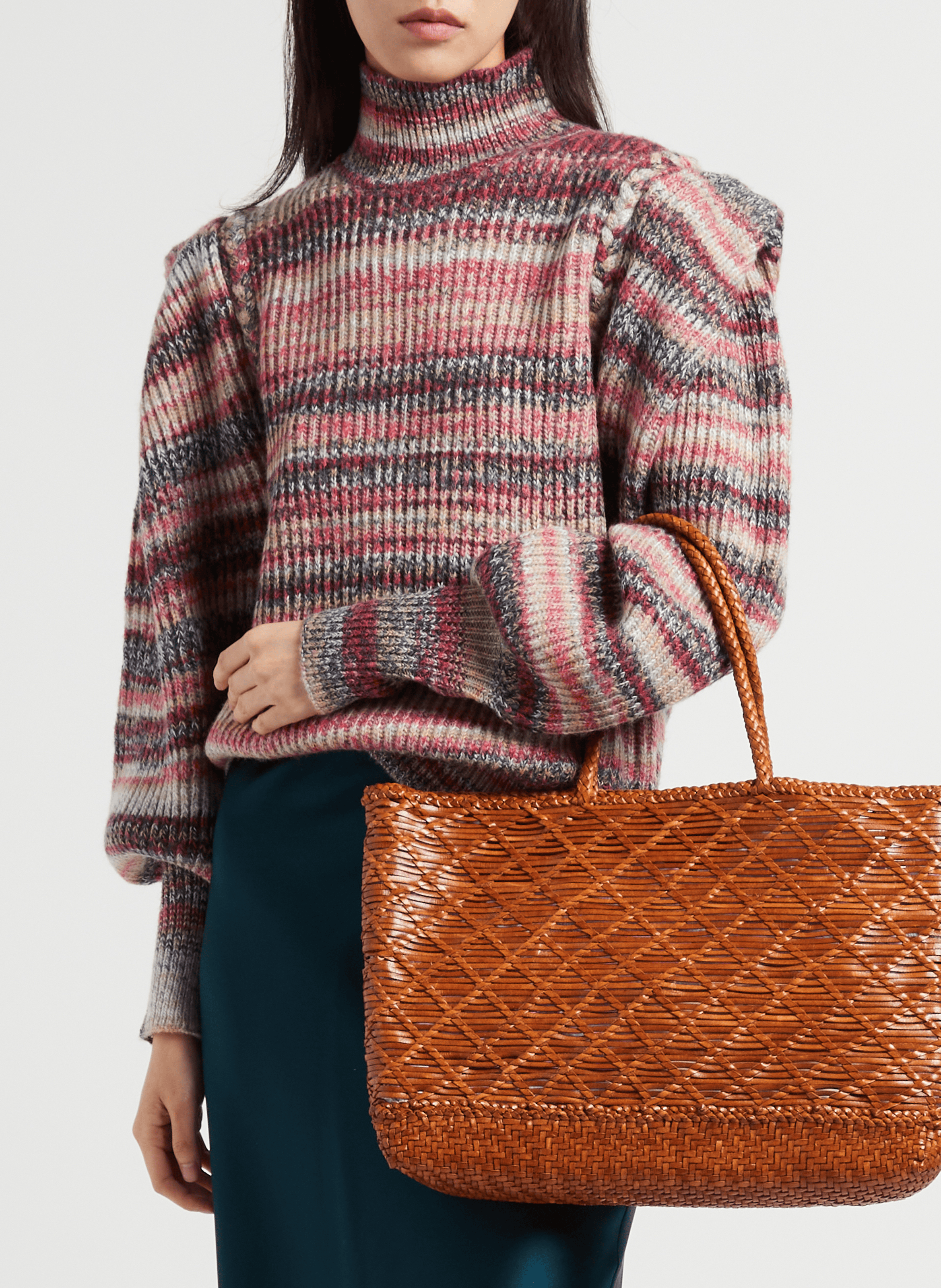 Panier tissé en cuir DRAGON DIFFUSION Marron