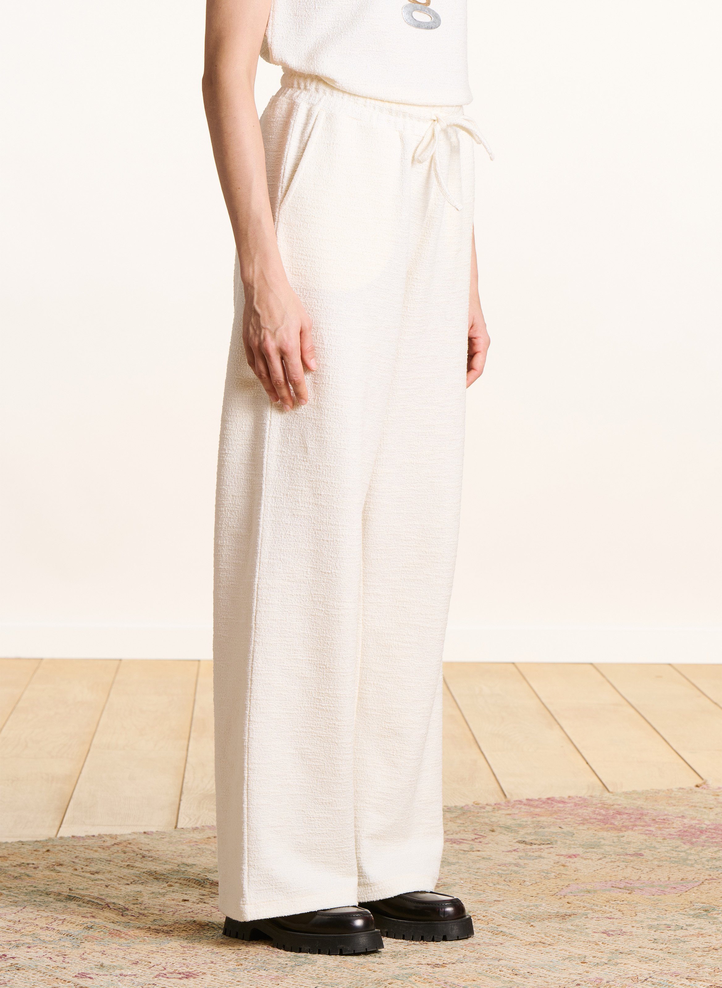 Pantalon large en coton mélangé LA FEE MARABOUTEE Blanc