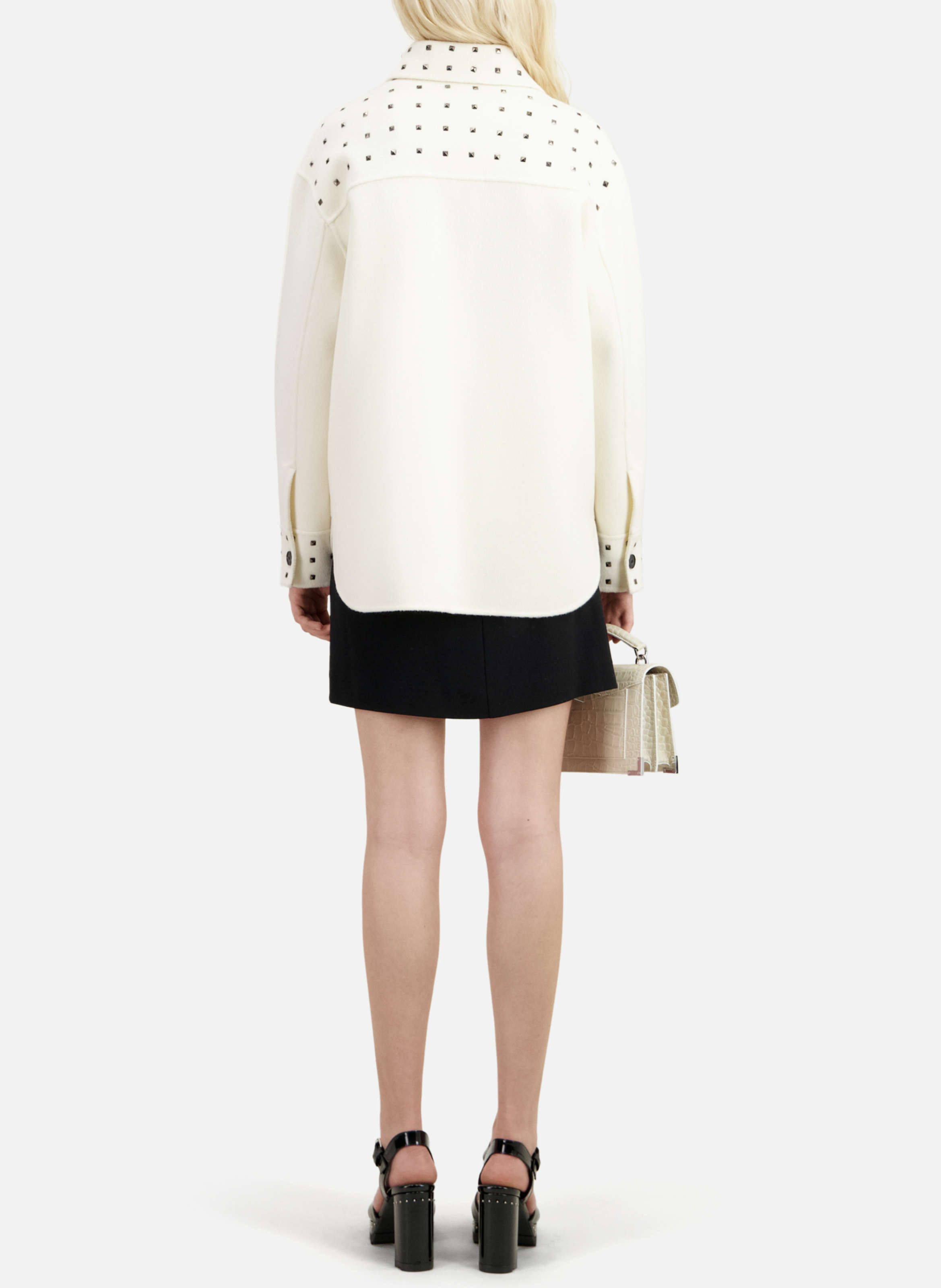 Surchemise oversize col classique en laine mélangée THE KOOPLES Blanc