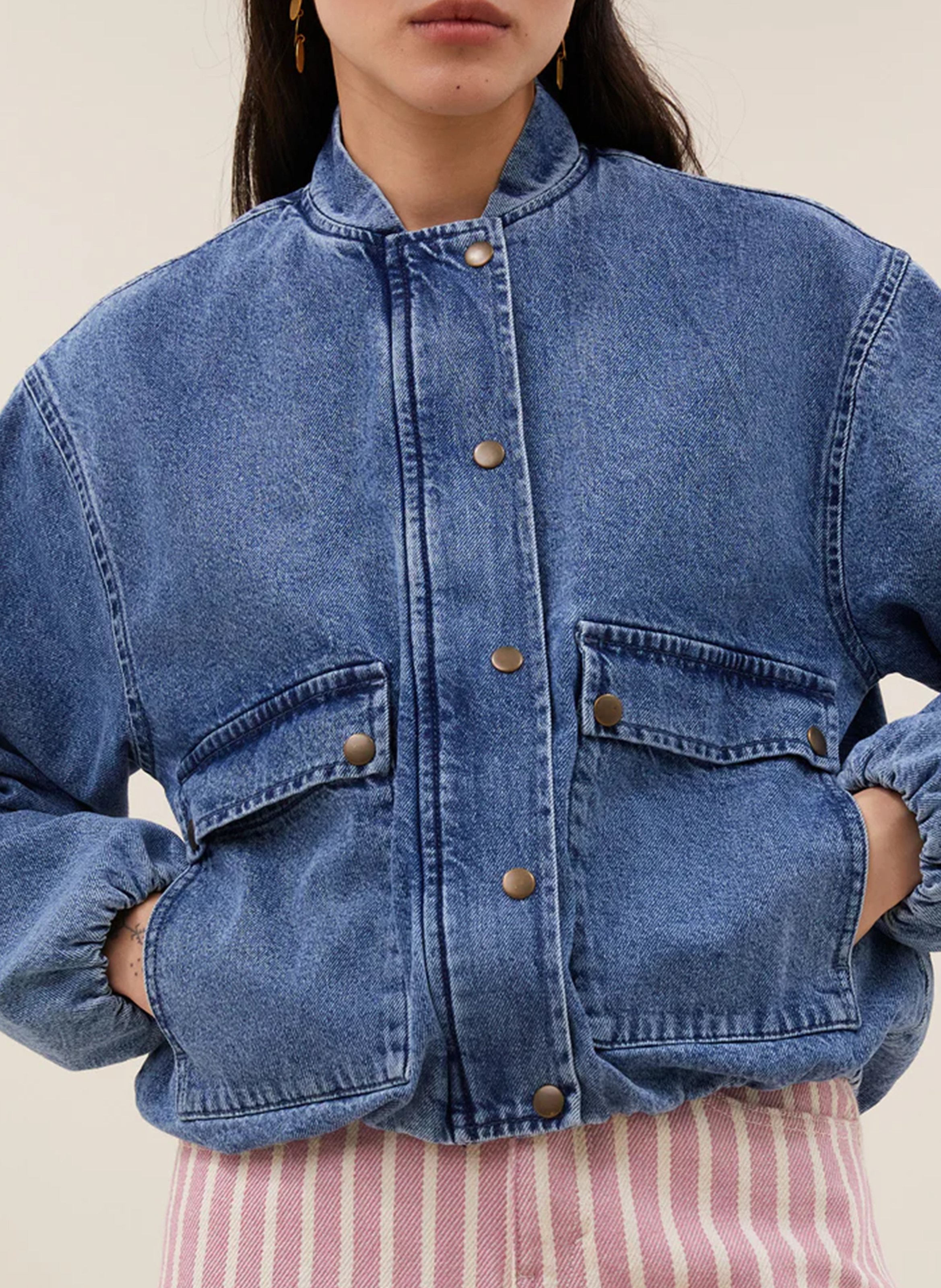 Veste oversize col teddy en coton bio BY BAR Jean Stone