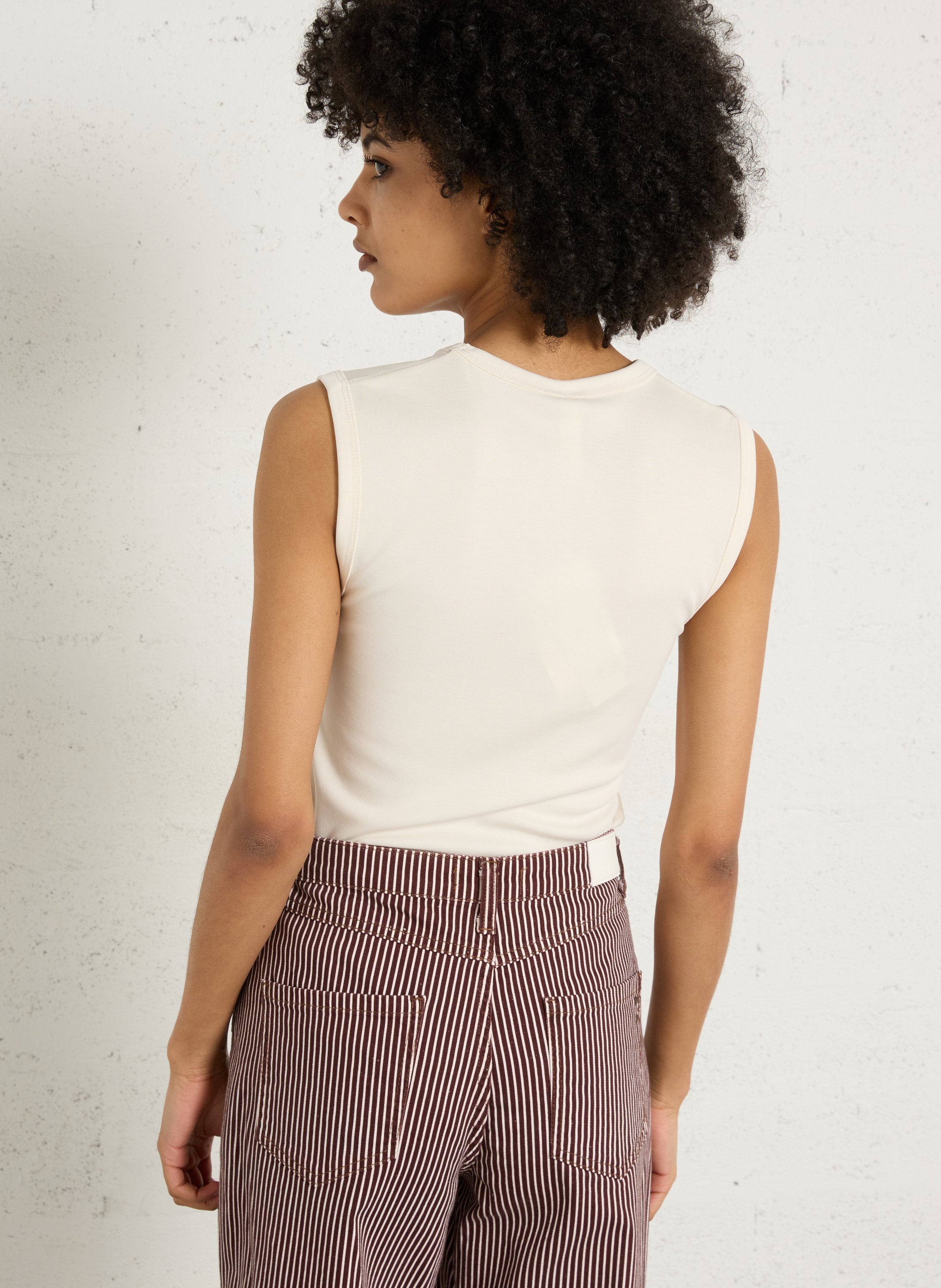 Débardeur droit col V IMPERIAL Beige