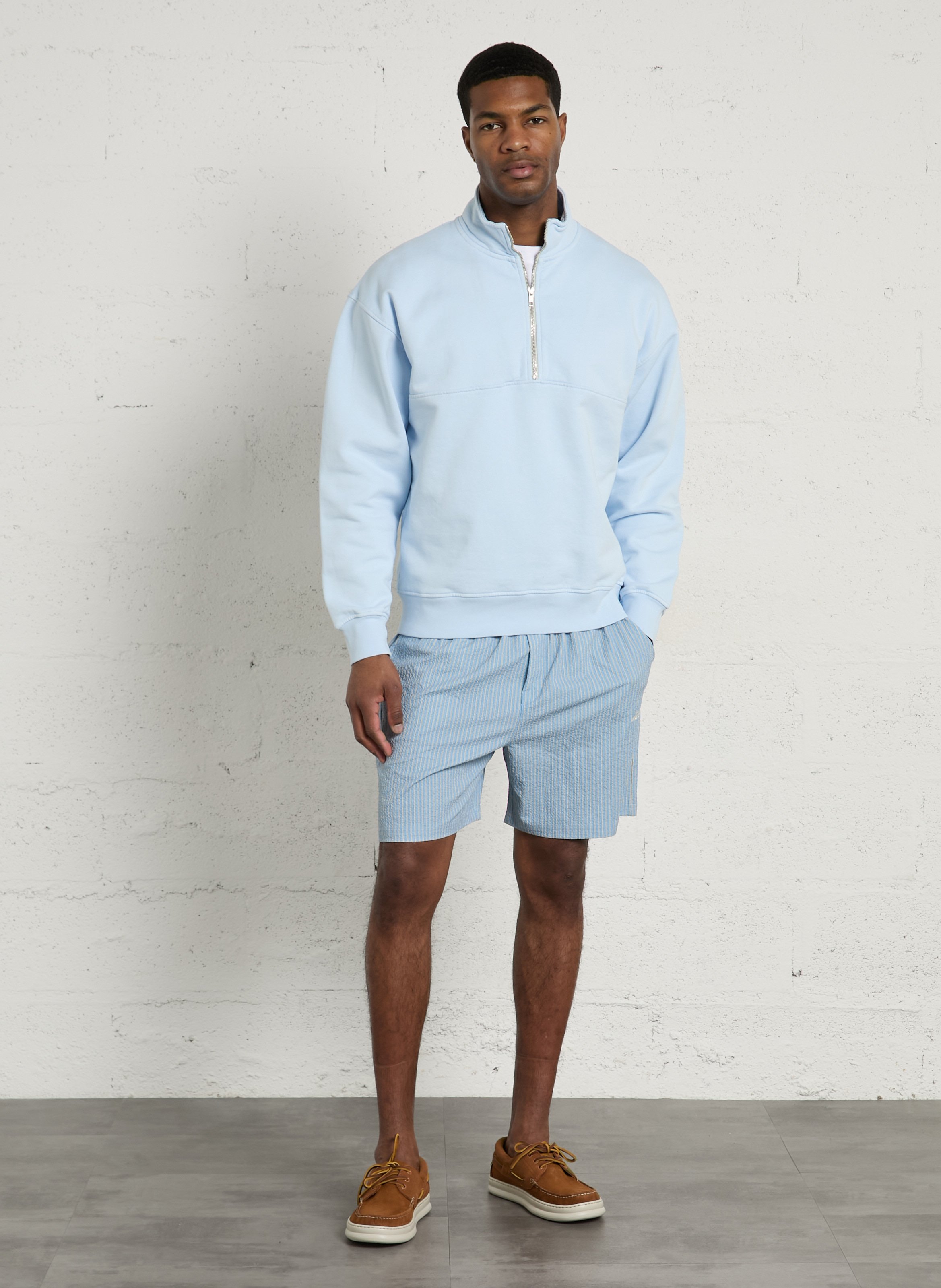 Gonna dritto a righe in seersucker LES DEUX Blu