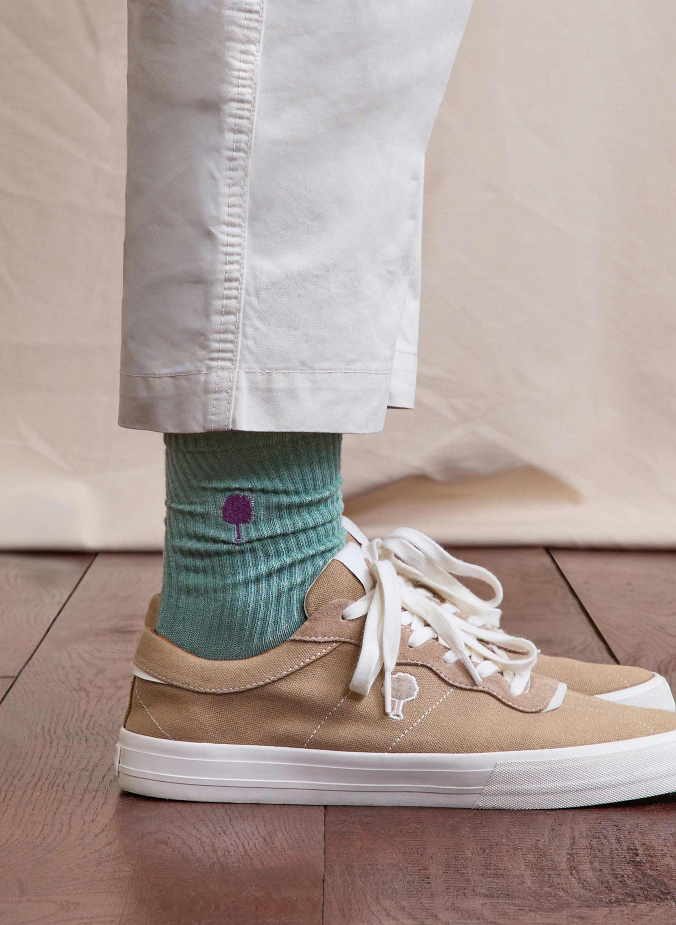 Chaussettes mi-hautes unies en coton mélangé FAGUO Vert