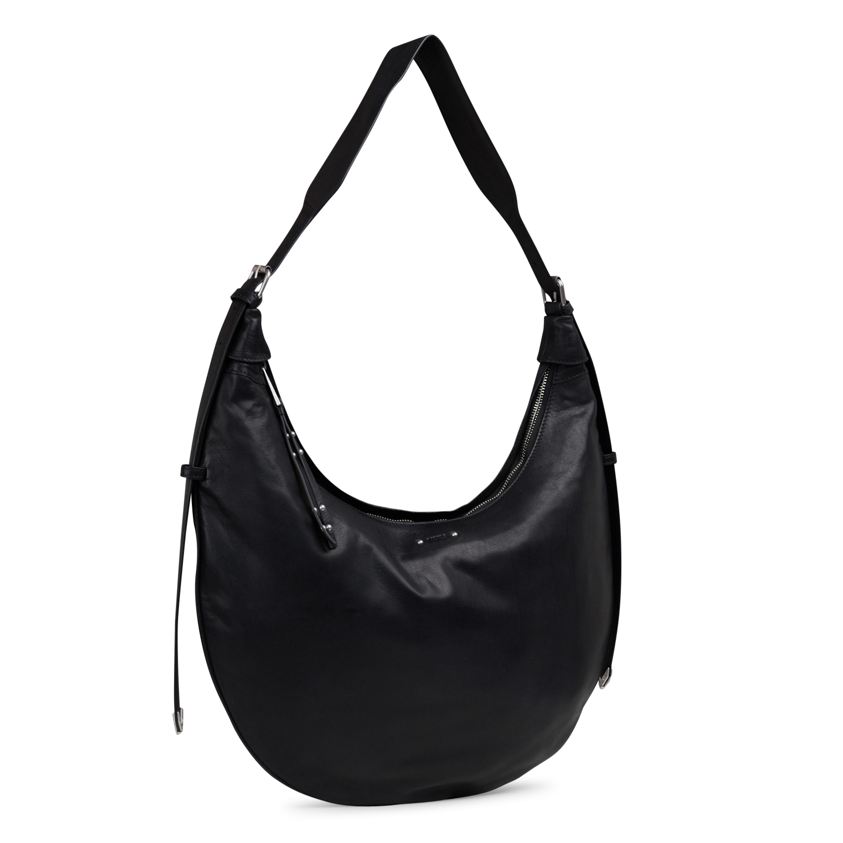 Sac demi-lune en cuir grainé IKKS Noir