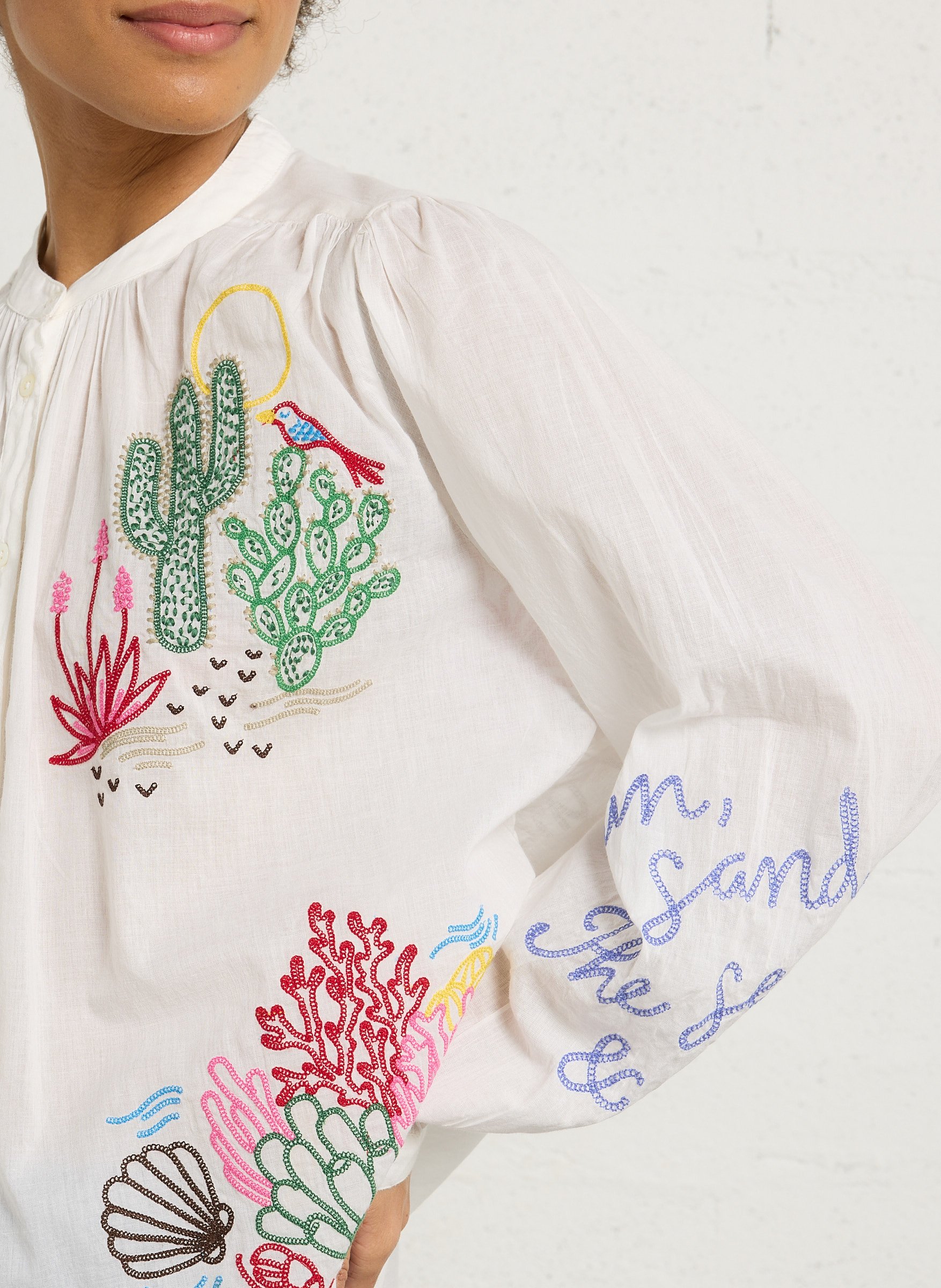 Chemise oversize col col en coton brodé HARTFORD Multicolore