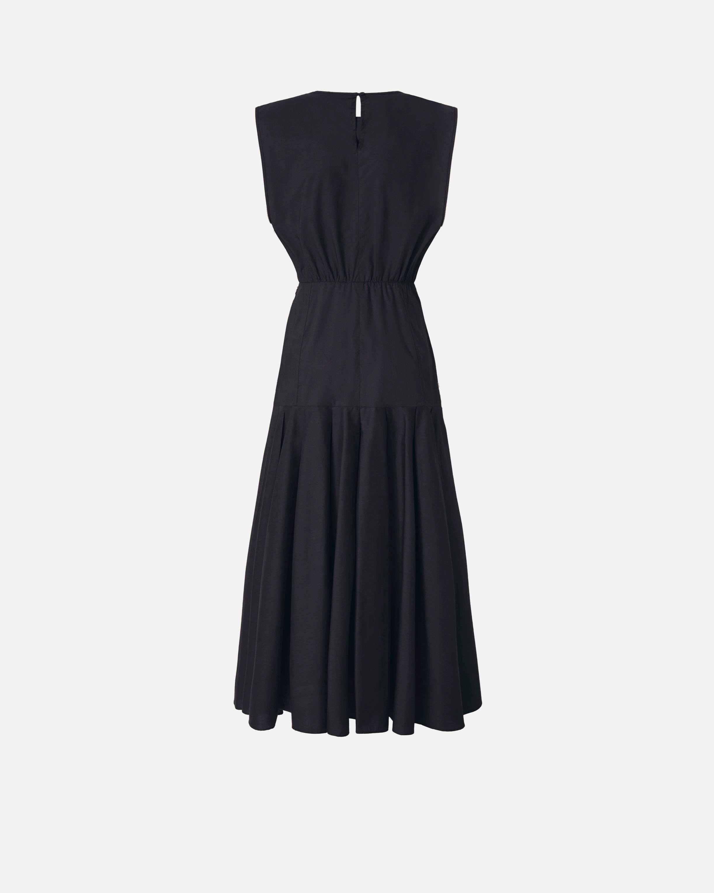 Sleeveless pleated midi dress with cutout Black
