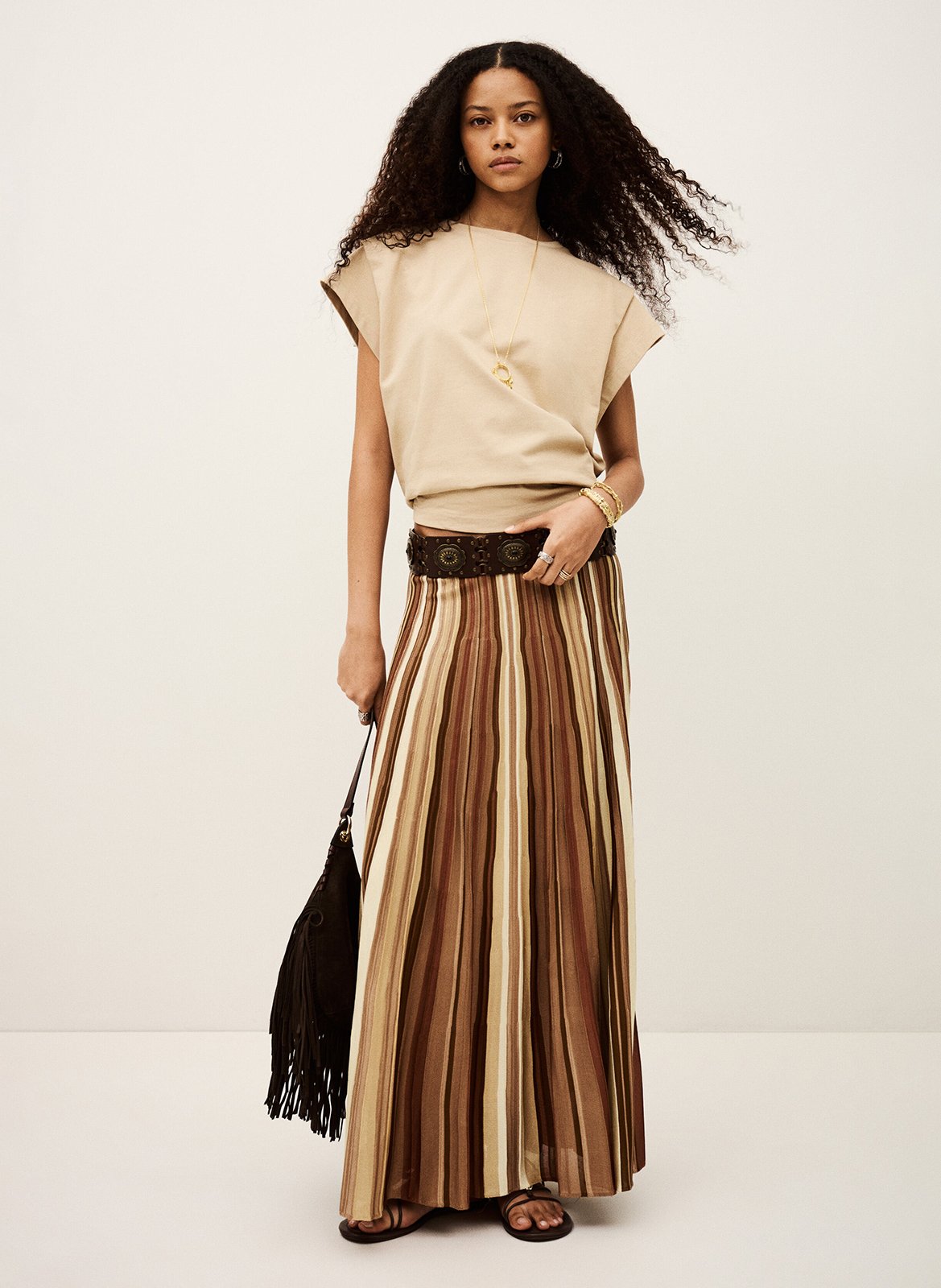 Jupe longue plissée BA&SH Multicolore