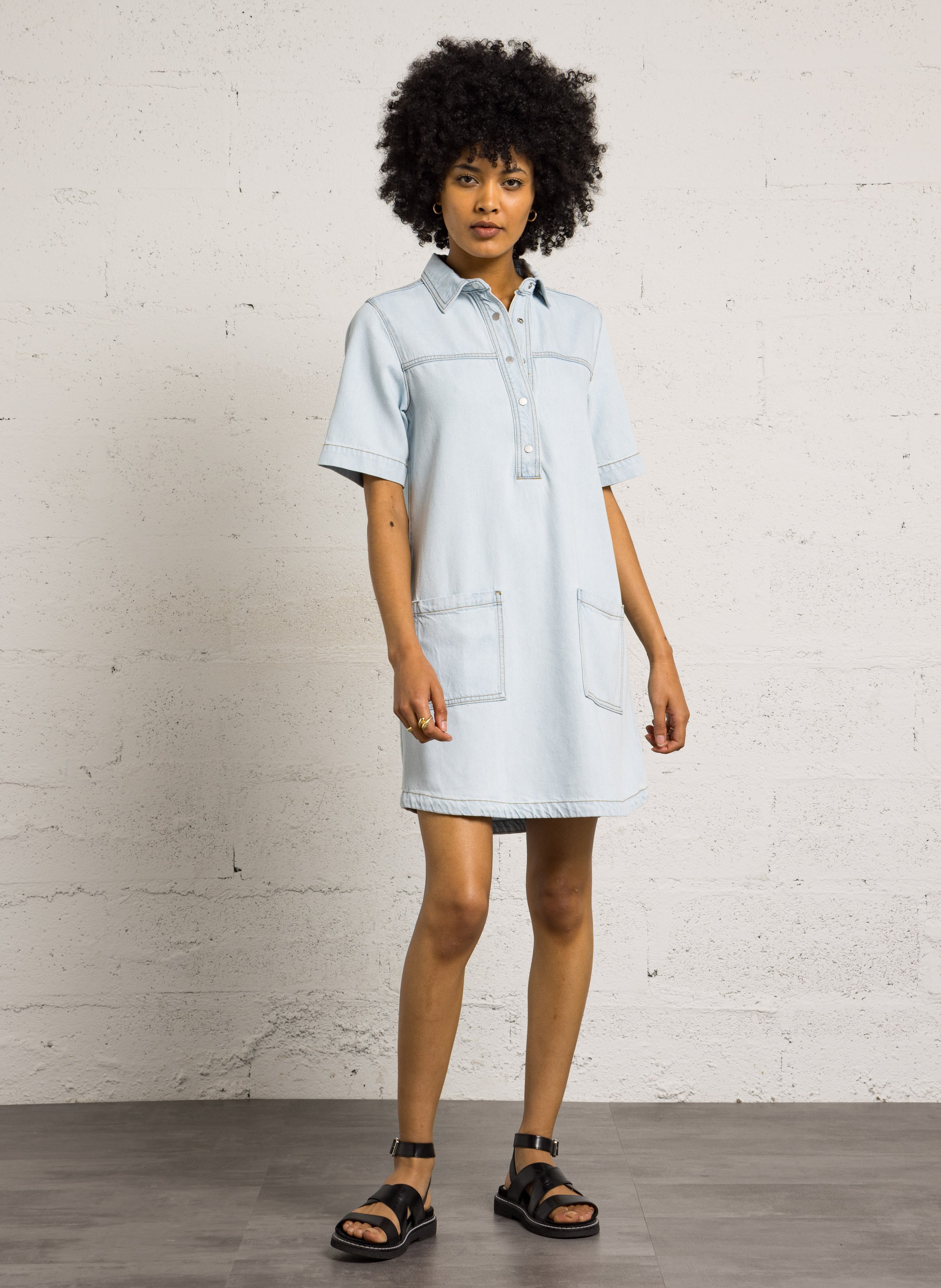 Midi-jurk in denim MAISON 123 Blauw