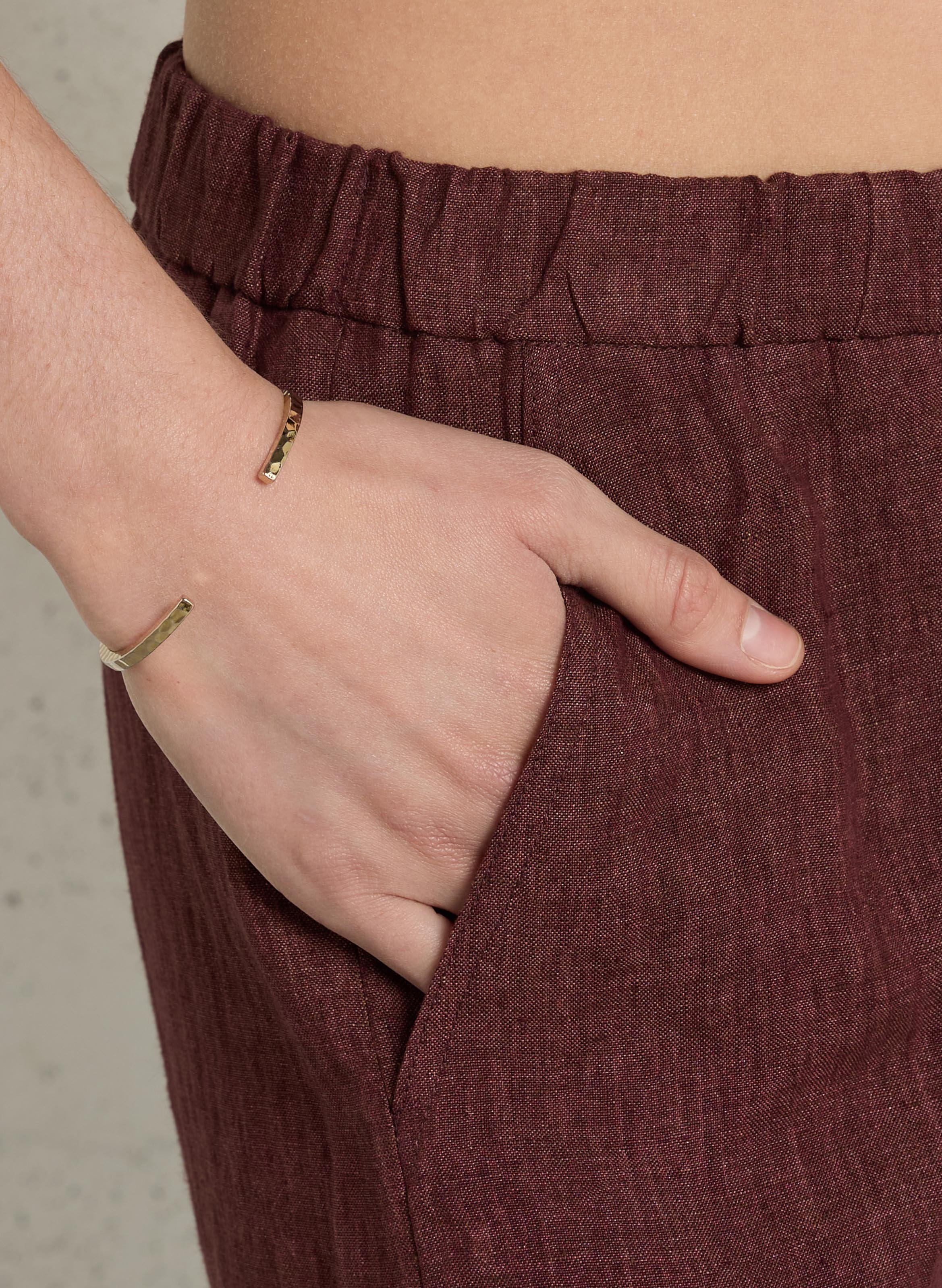 Pantalon large en lin DIEGA Prune