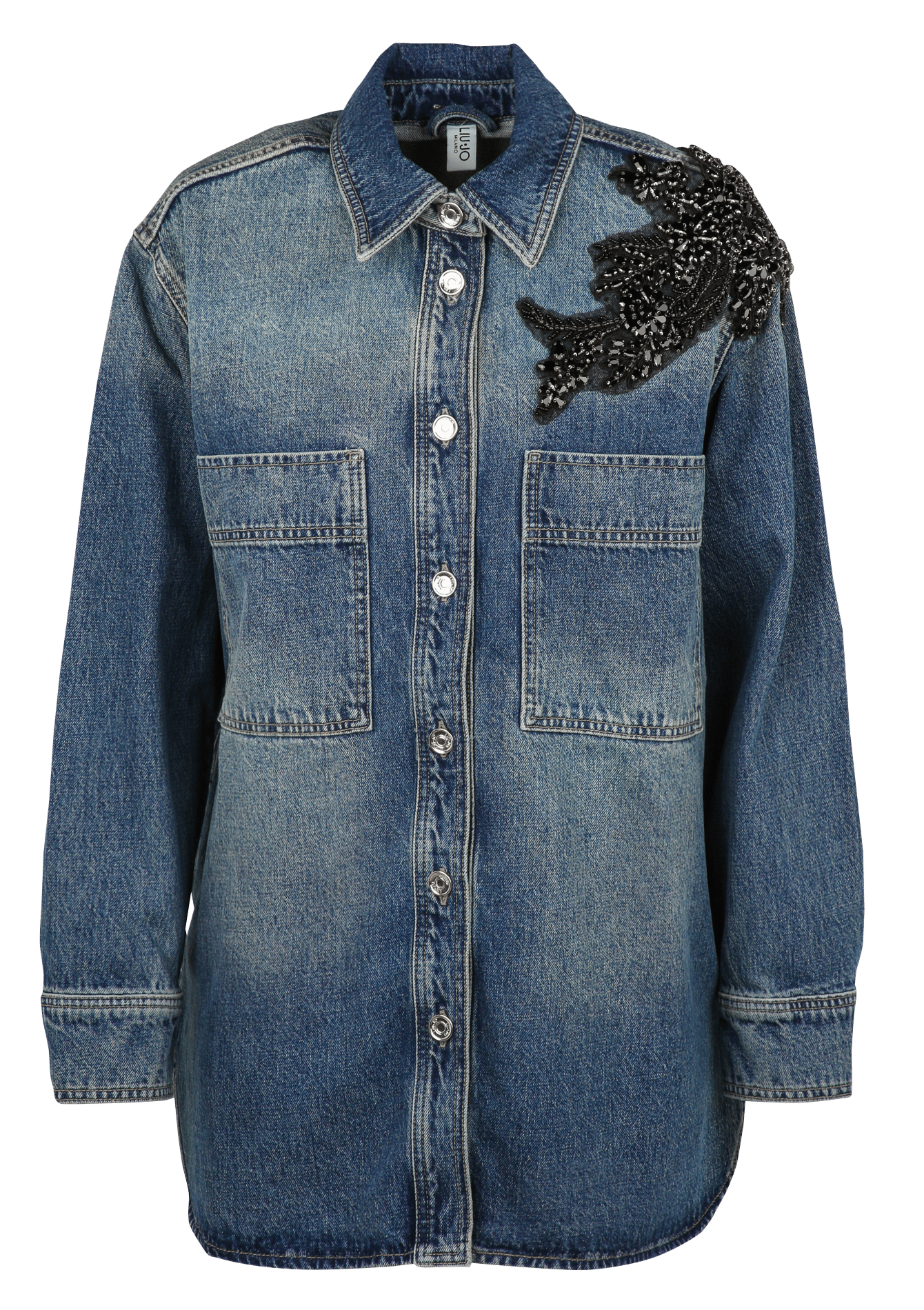Oversize Denimjacke aus Baumwolle LIU JO Blau