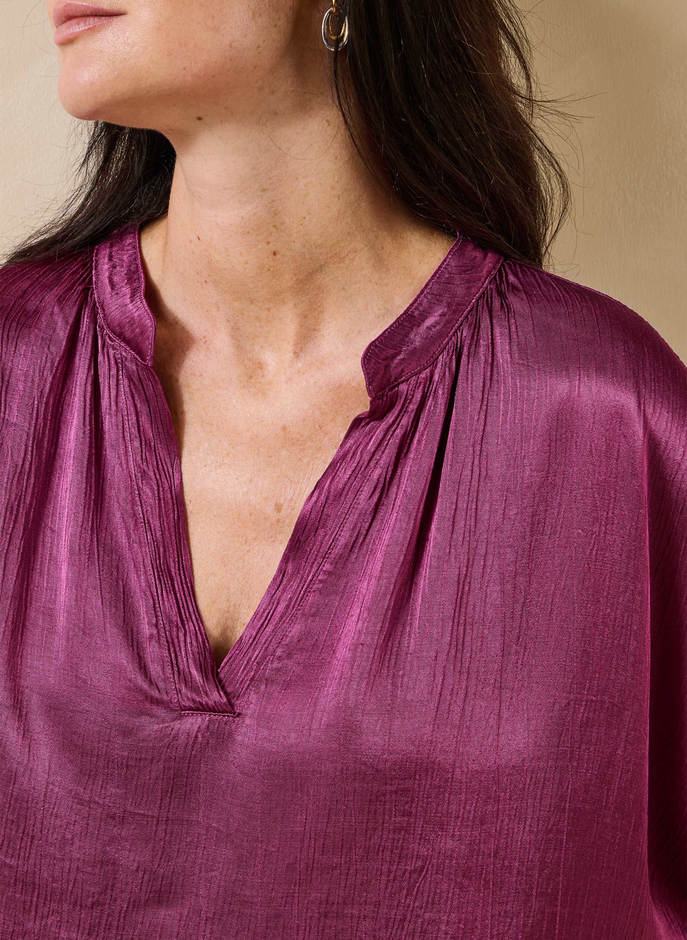 Top oversized satin Tunisian collar LA FEE MARABOUTEE Purple