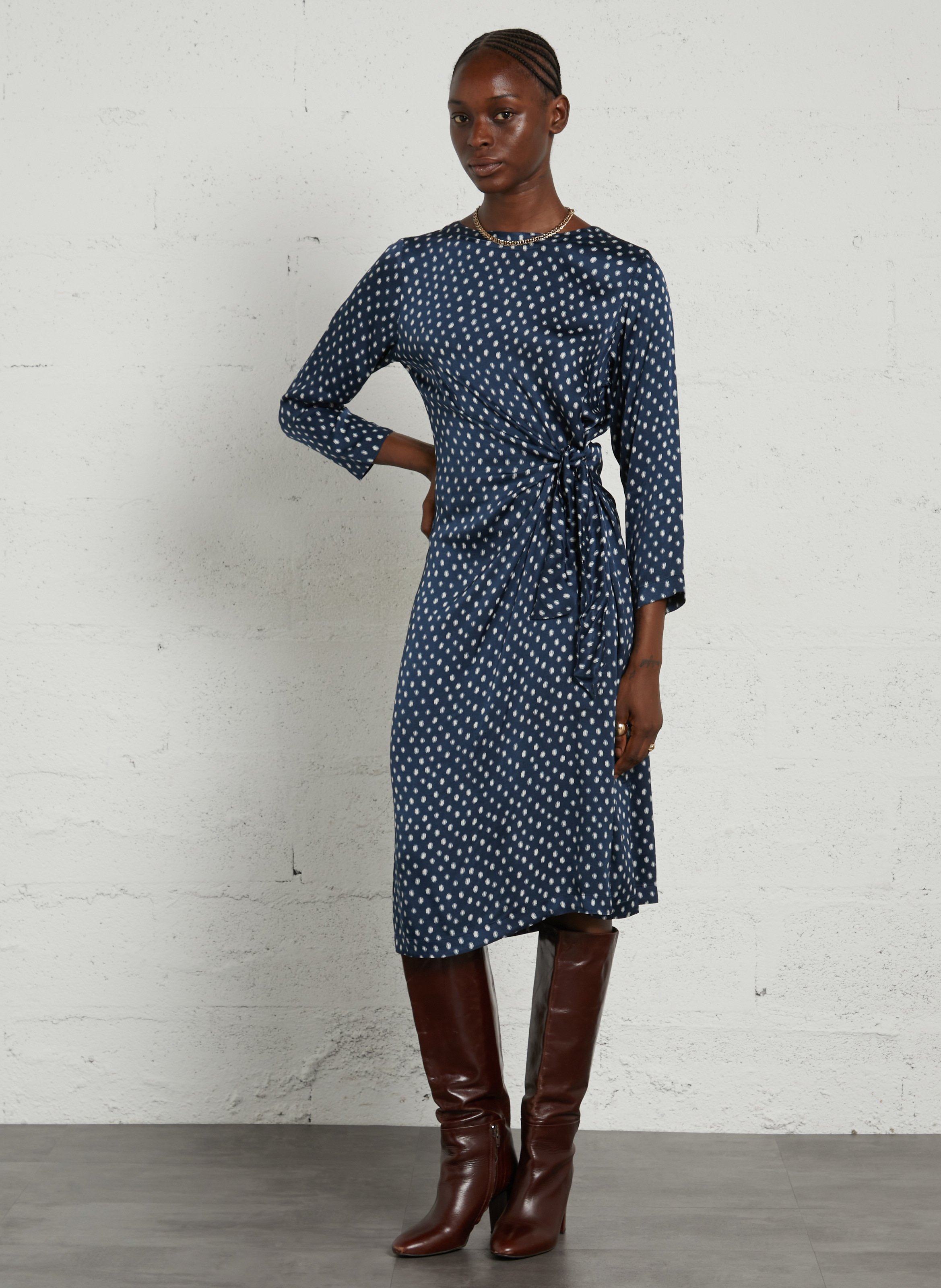 Robe midi imprimée à nouer HARTFORD Multicolore