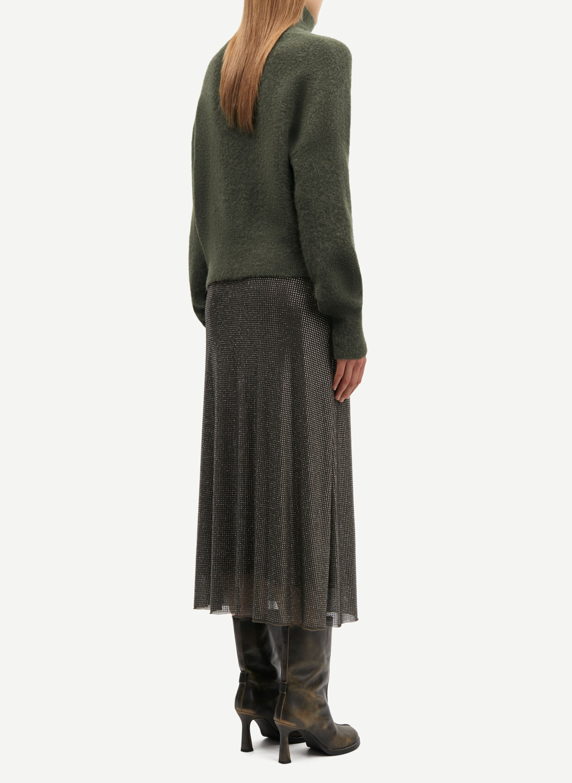 High-neck alpaca- and merino wool-blend sweater SAMSOE SAMSOE Khaki
