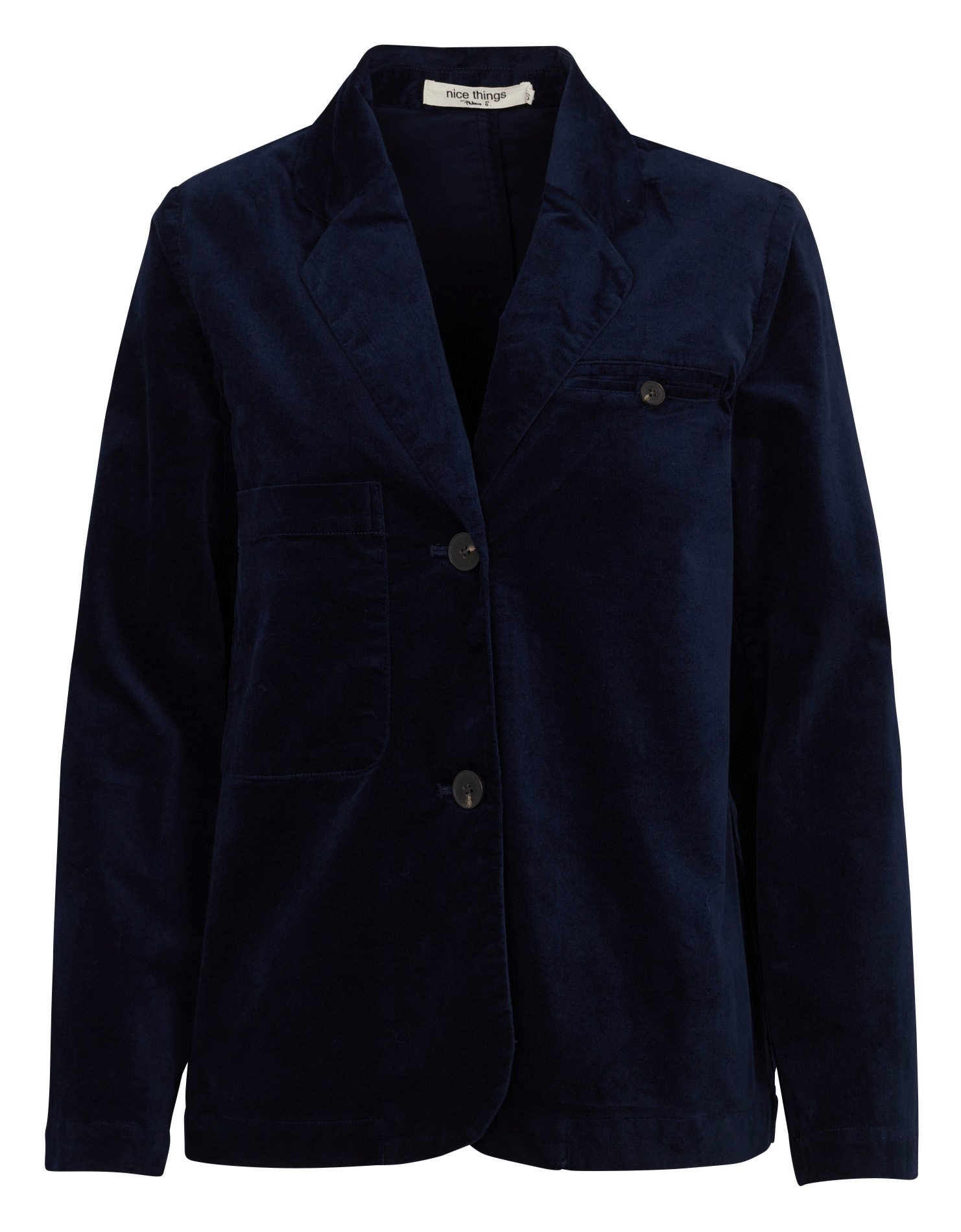 Blazer slim velours en coton mélangé NICE THINGS Bleu