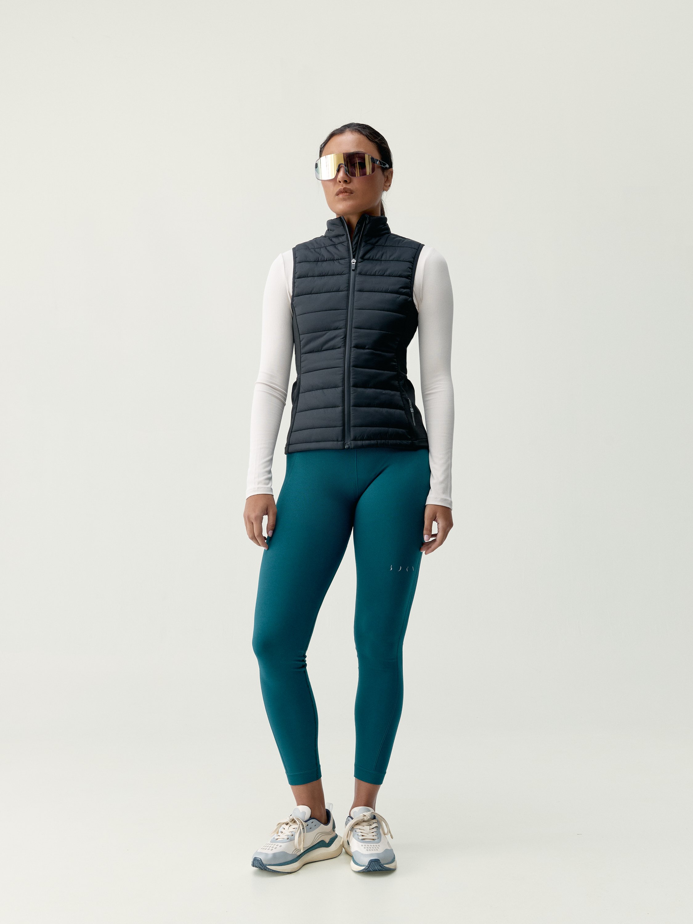 Women's sporty sleeveless puffer vest with soft touch and pockets BORN Black