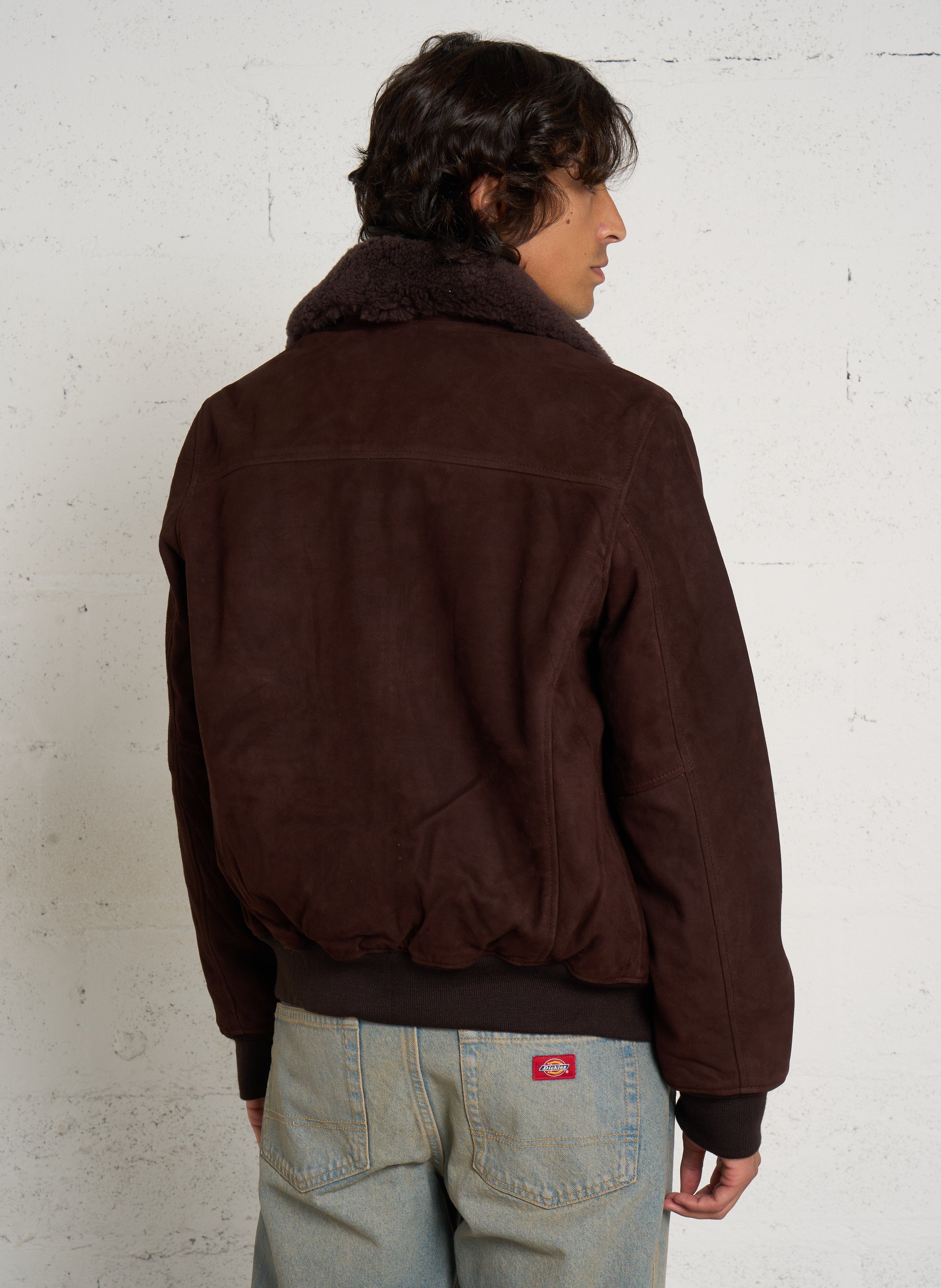 Straight velvet leather jacket SCHOTT Brown