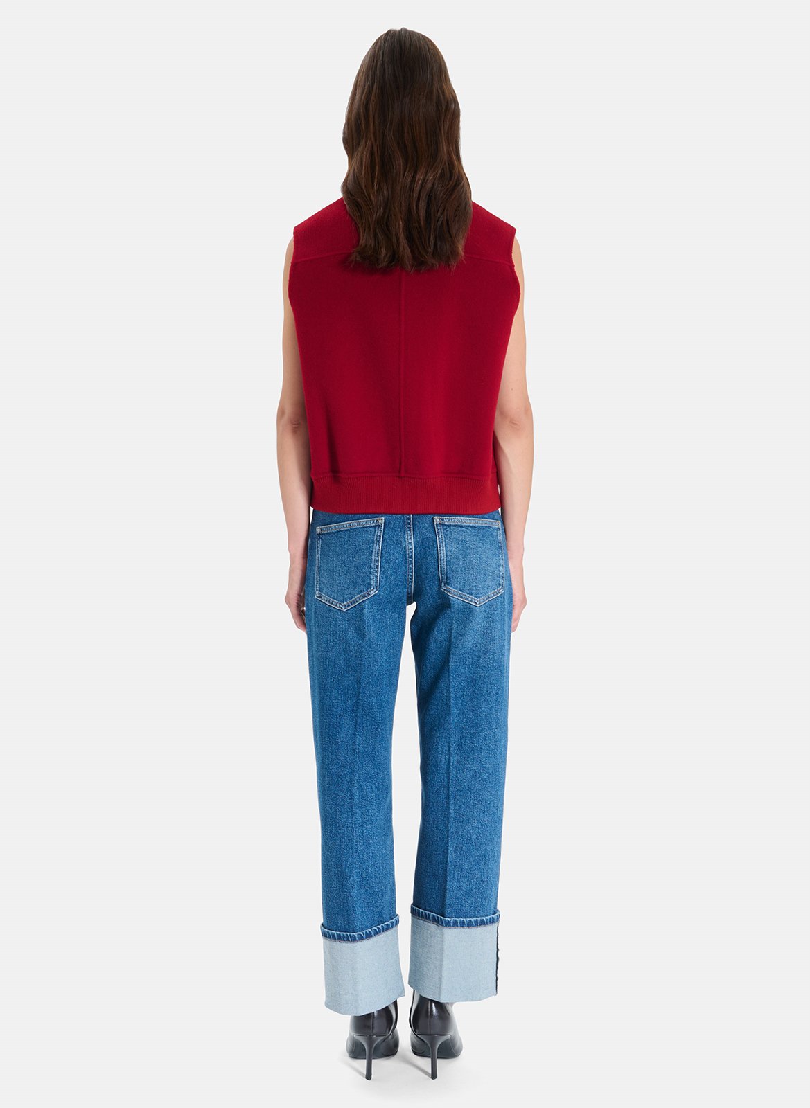 Gilet sans manches col montant en laine mélangé ZAPA Rouge