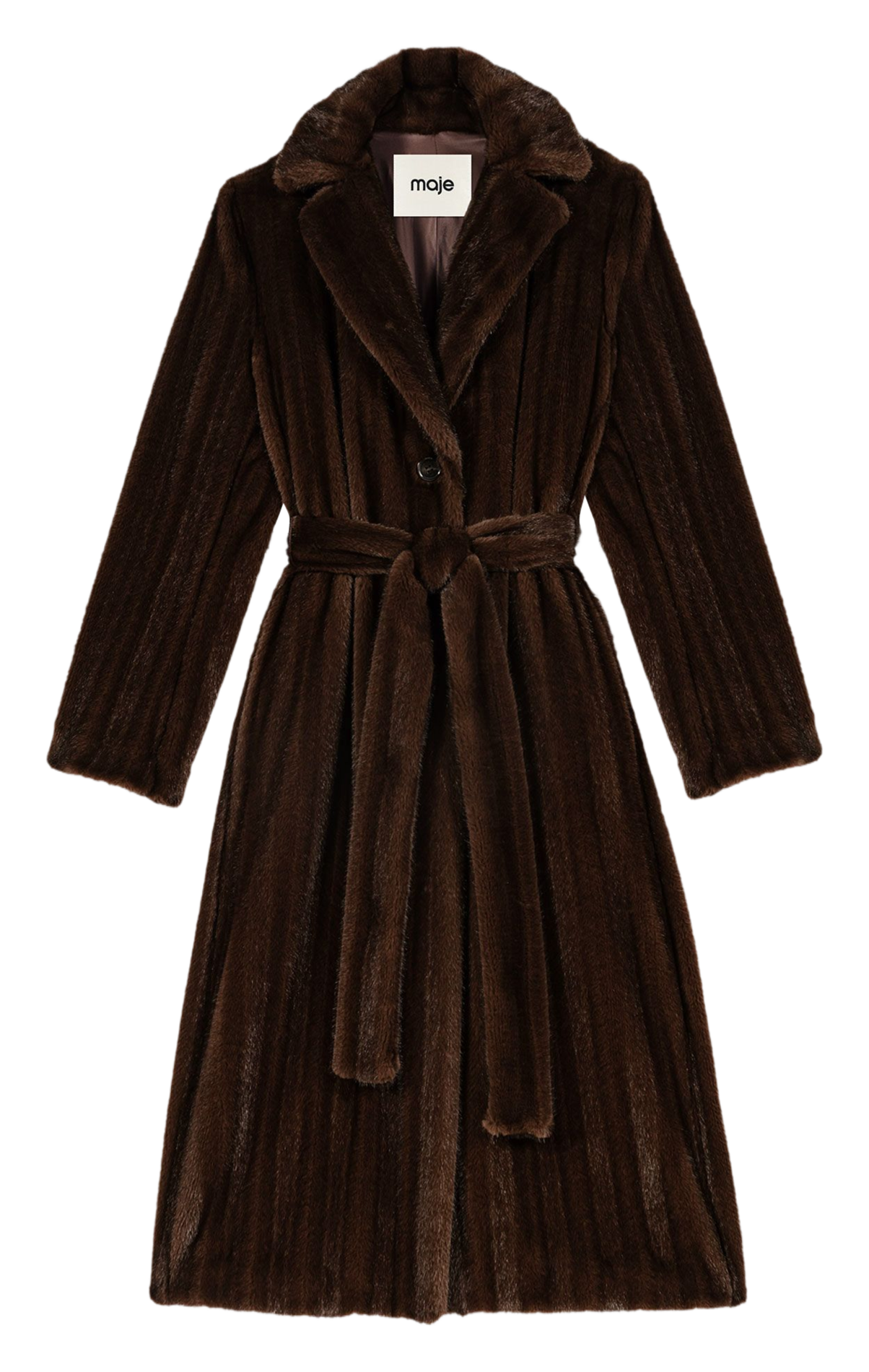 Manteau oversize ceinturé effet fourrure MAJE Bruin