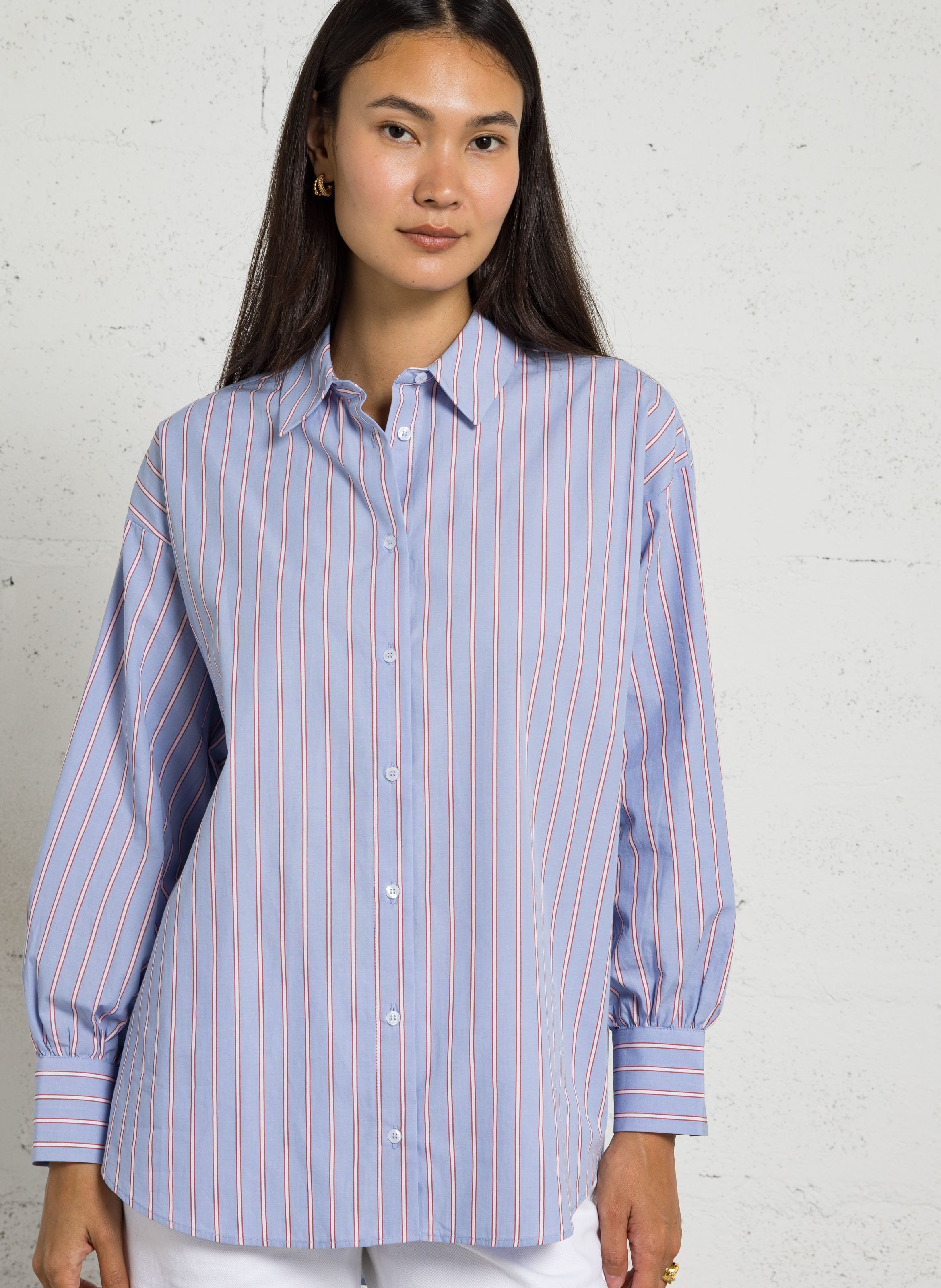 Weite Baumwollbluse IKKS Blau