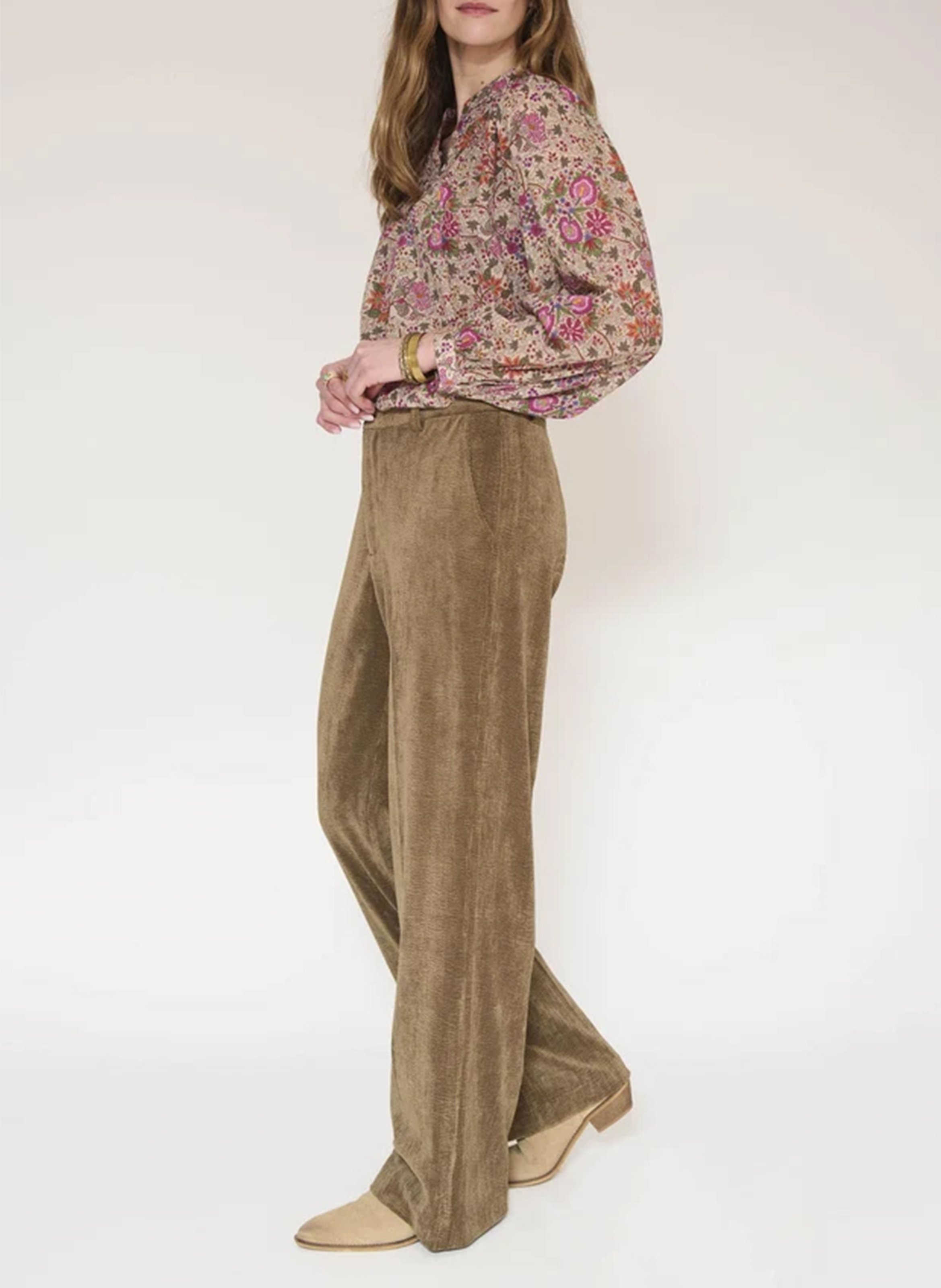 Pantalon droit en velours côtelé MKT Marron