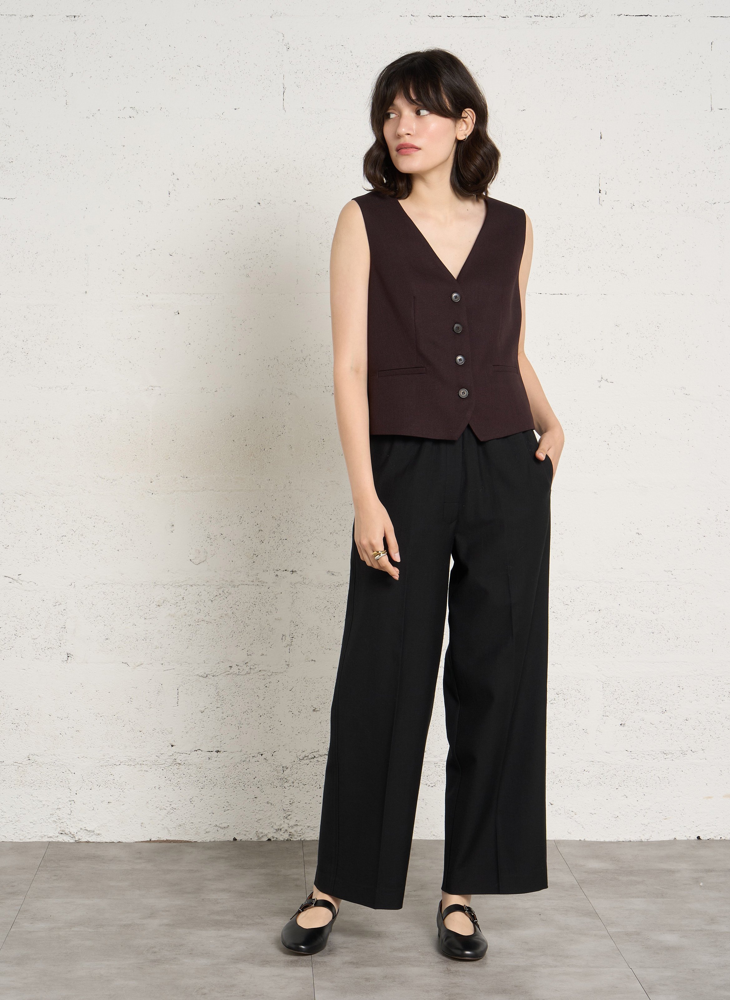 Straight buttoned sleeveless waistcoat MAISON 123 Purple