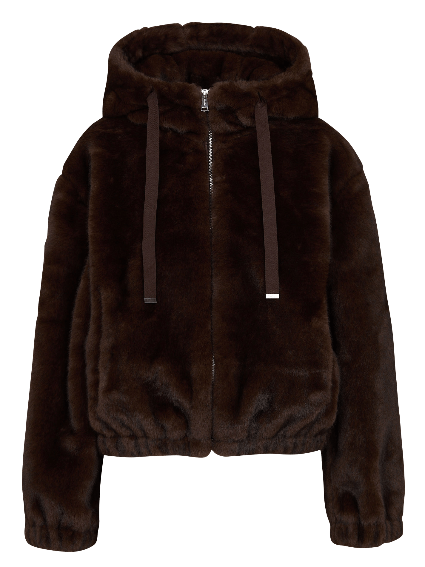 Straight hooded jacket with faux fur effect KOOKAI Brown