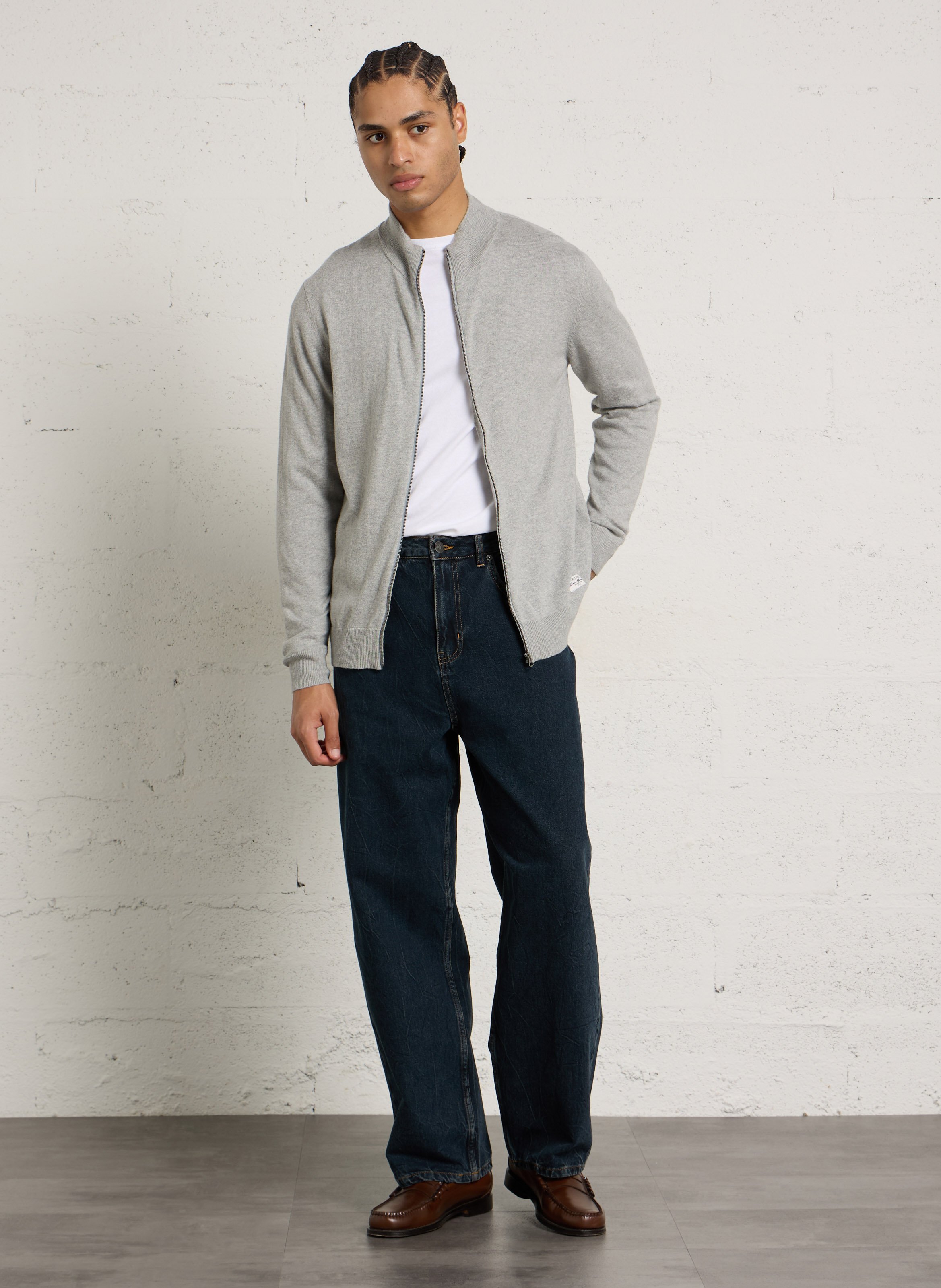 Strickjacke aus Baumwoll-Mix mit Stehkragen PEPE JEANS Grau