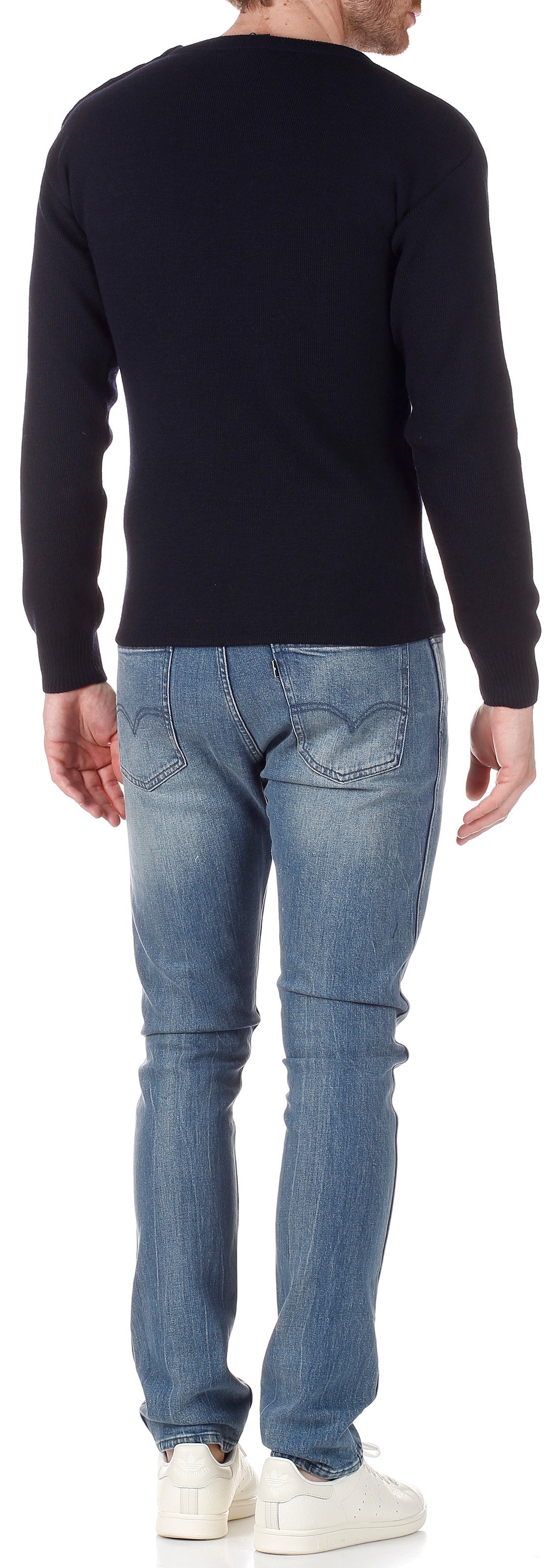 Regular-fit, wollen trui met ronde hals Blauw