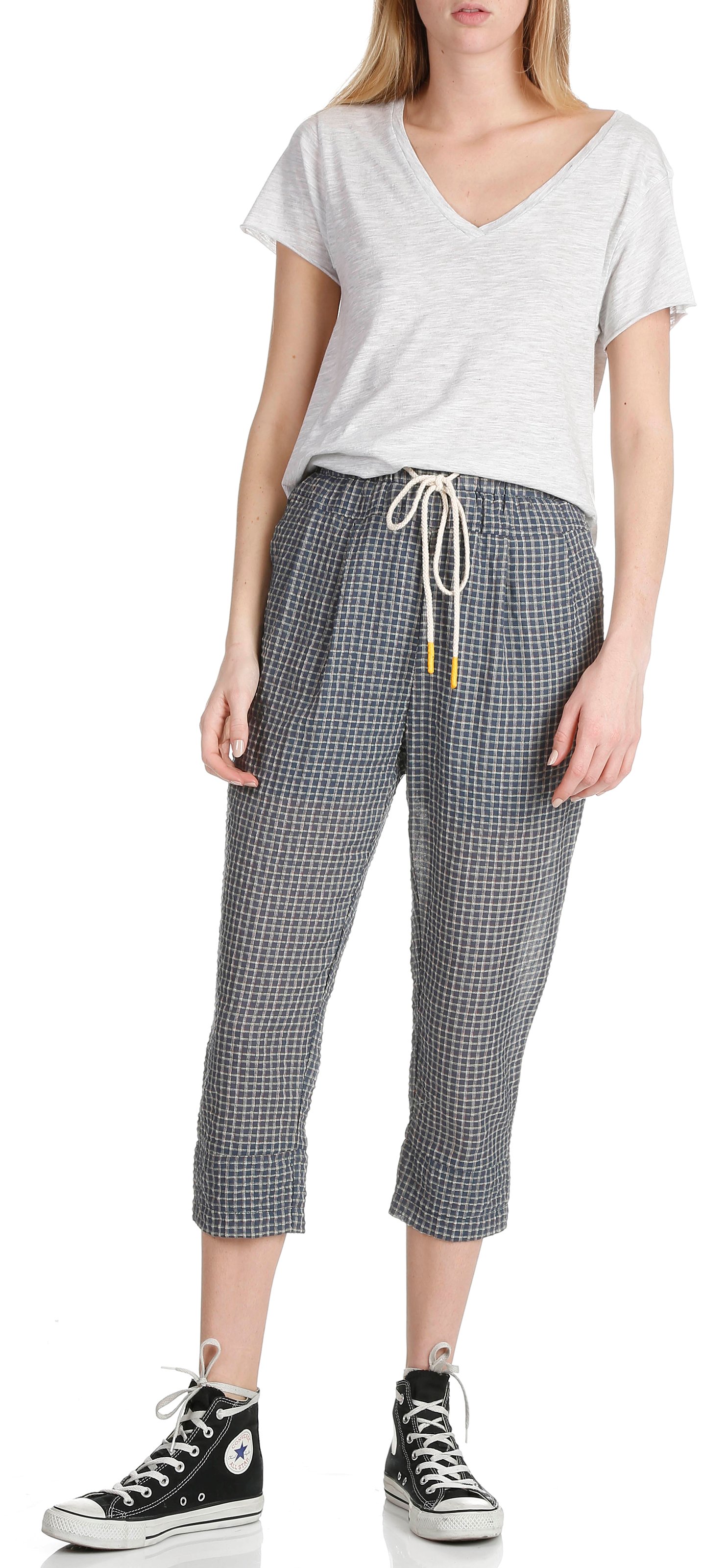 T-shirt met V-hals van katoenmix AMERICAN VINTAGE Grijs