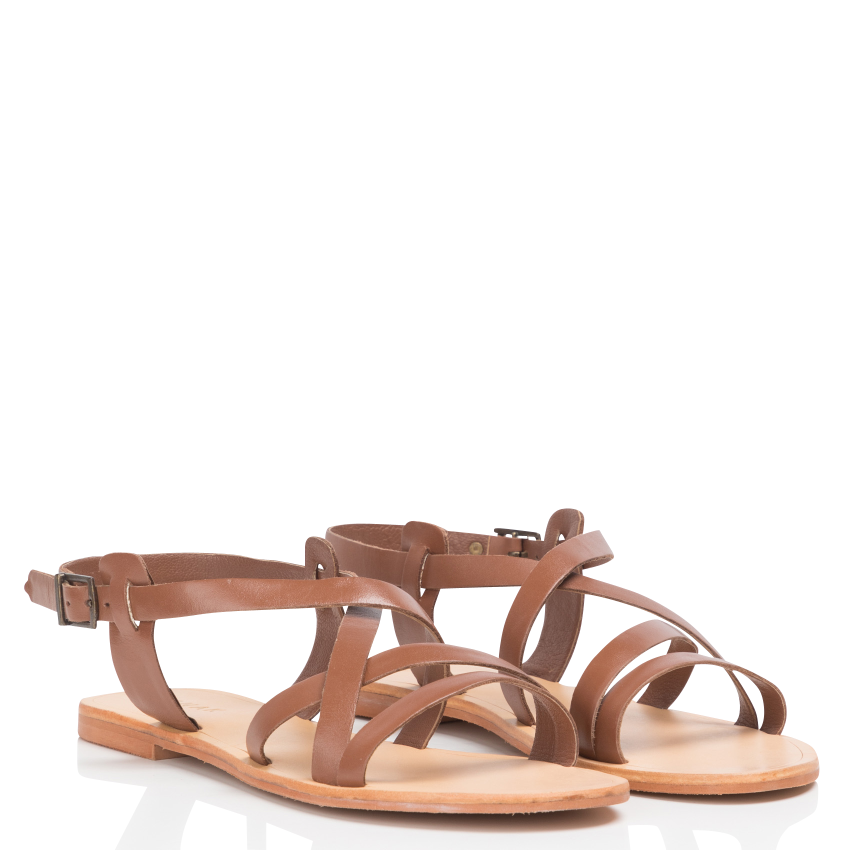 Kalfsleren sandalen met gekruiste bandjes JONAK Bruin