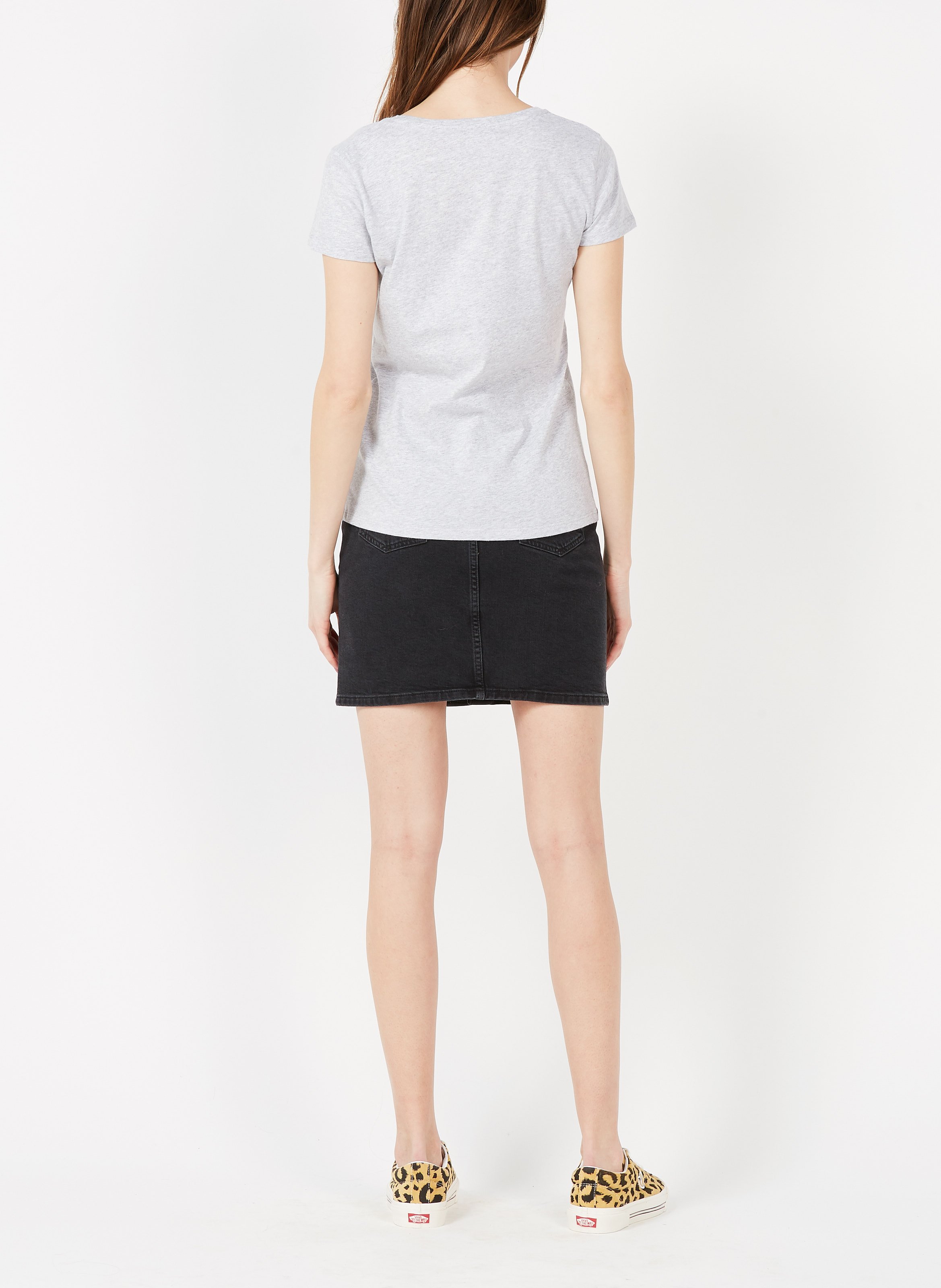 Baumwoll-T-Shirt mit V-Ausschnitt Grau