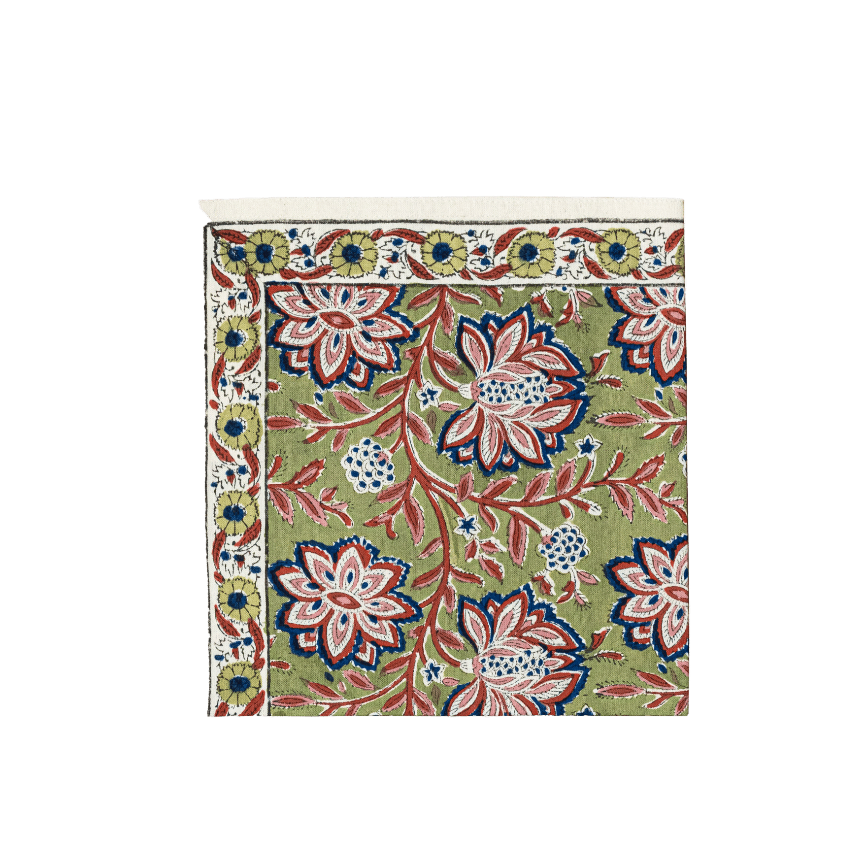 Katoenen servet met bloemenprint GroenJAMINI