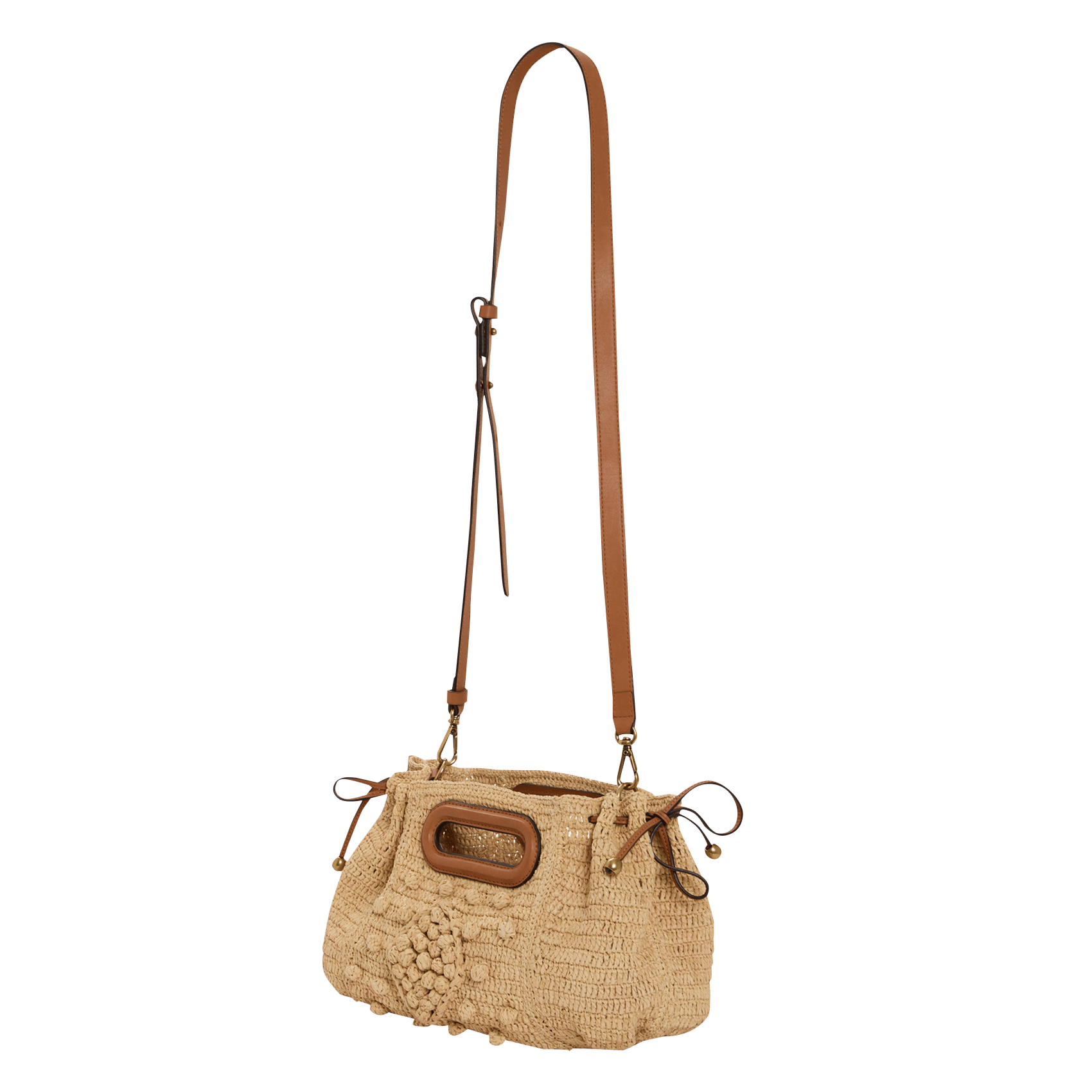 Bolso bandolera de rafia y piel GERARD DAREL Beige