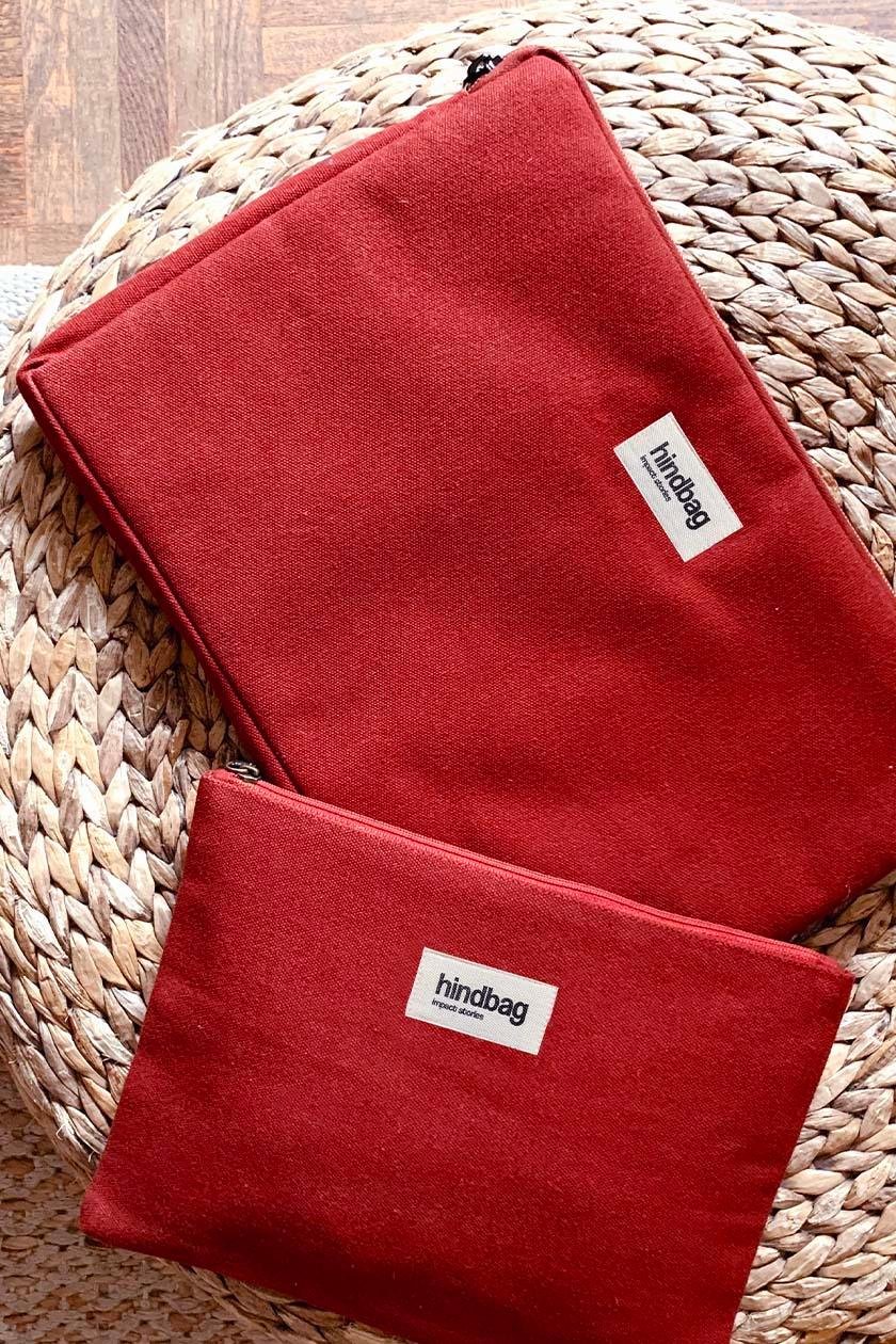 Cotton laptop sleeve with shock-absorbing foam HINDBAG Red