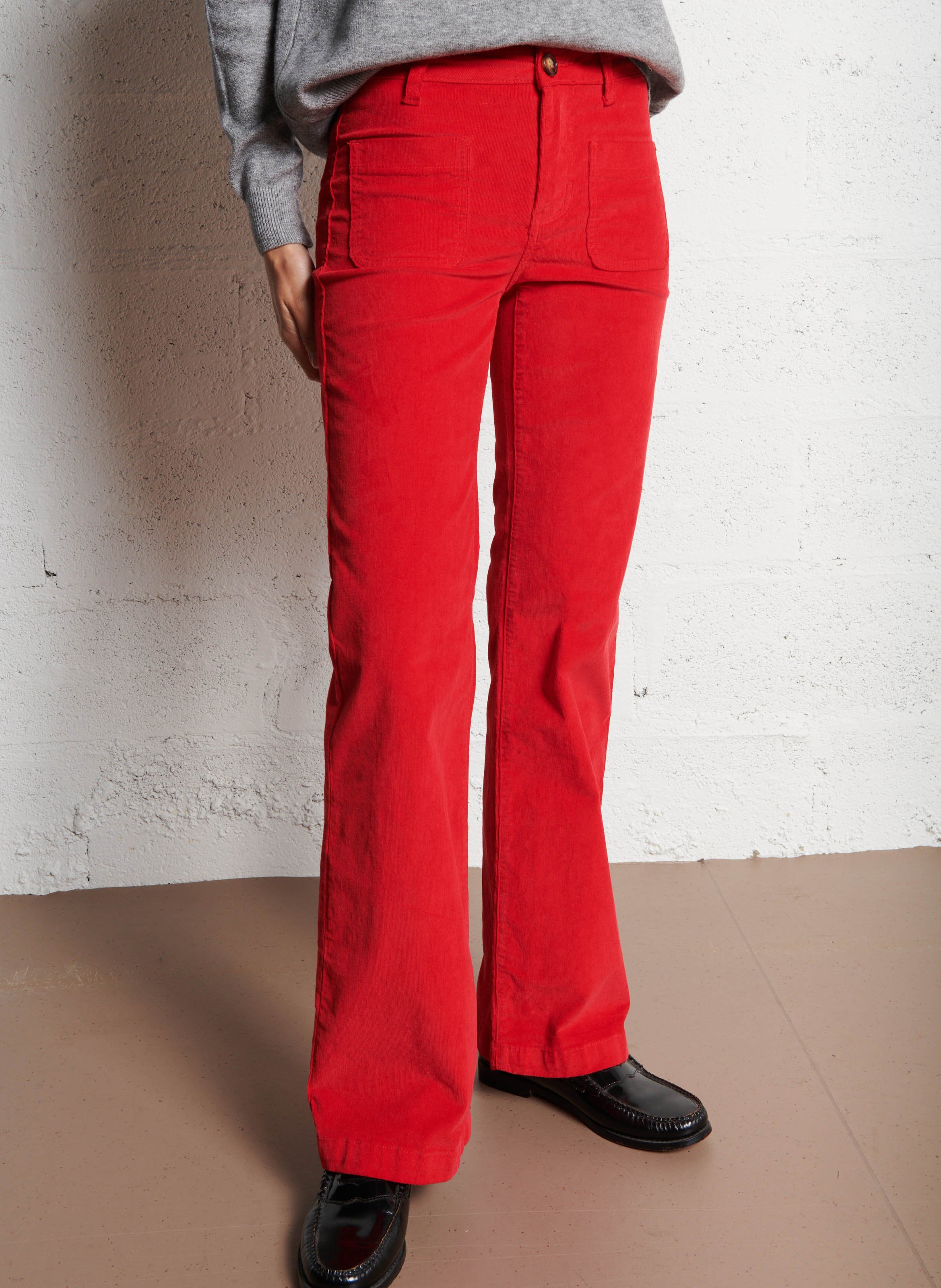 Straight ribbed cotton-blend pants LA PETITE ETOILE Red
