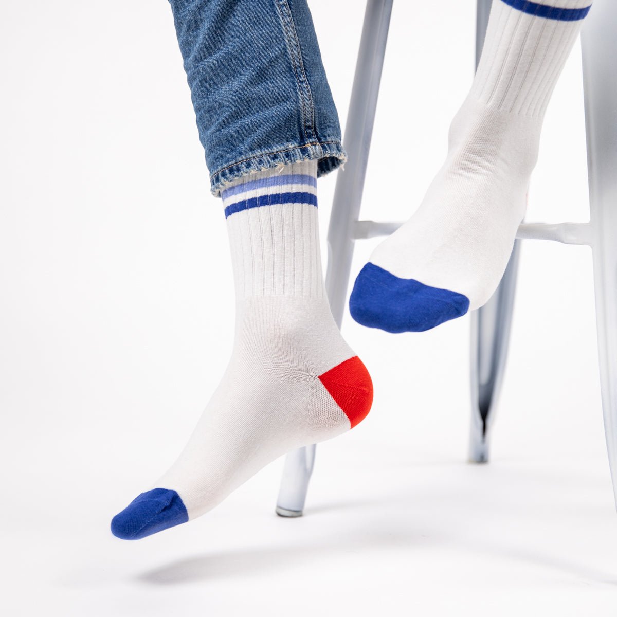 Combed Cotton Retro Socks White