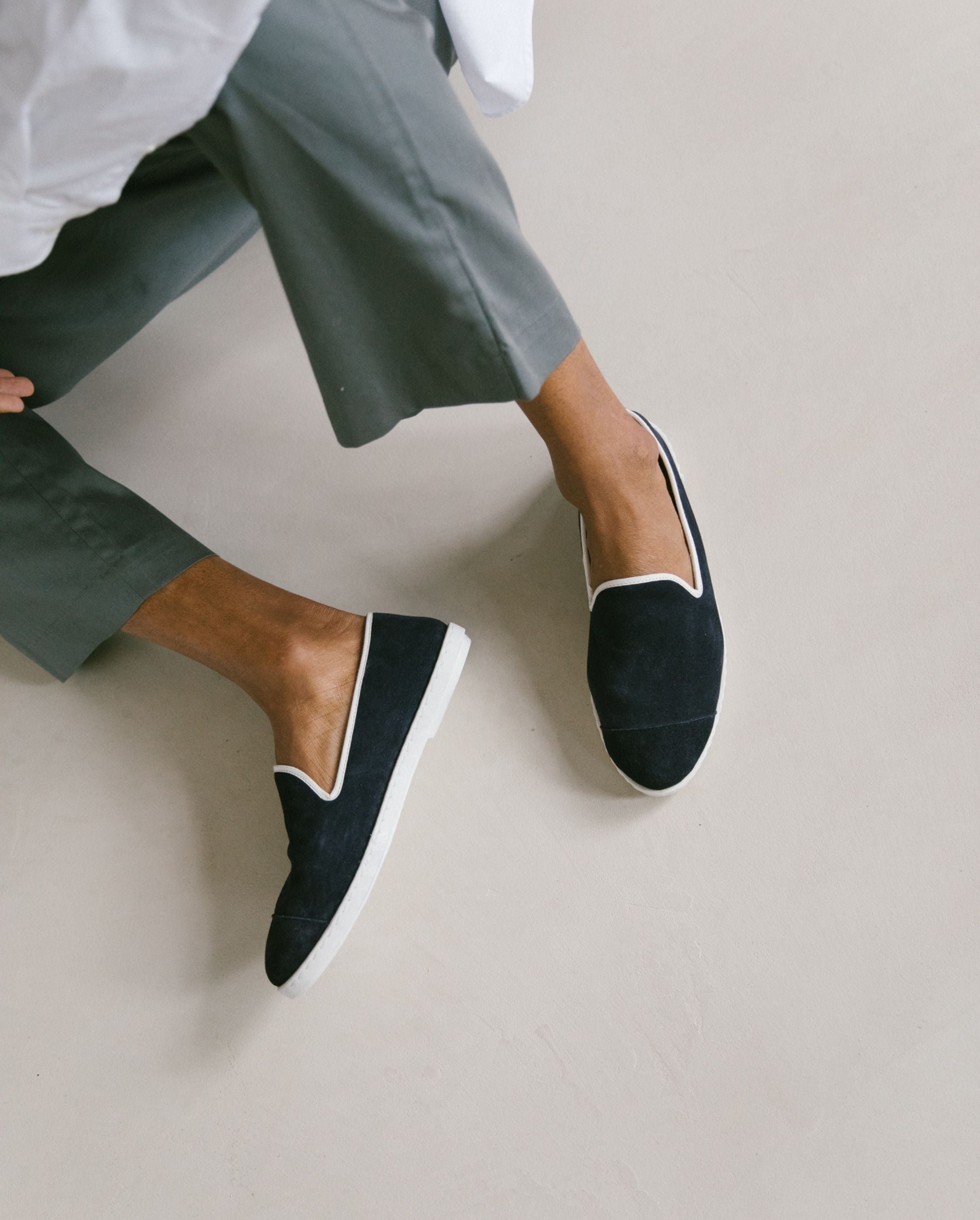Men's leather slipper, navy Blue
