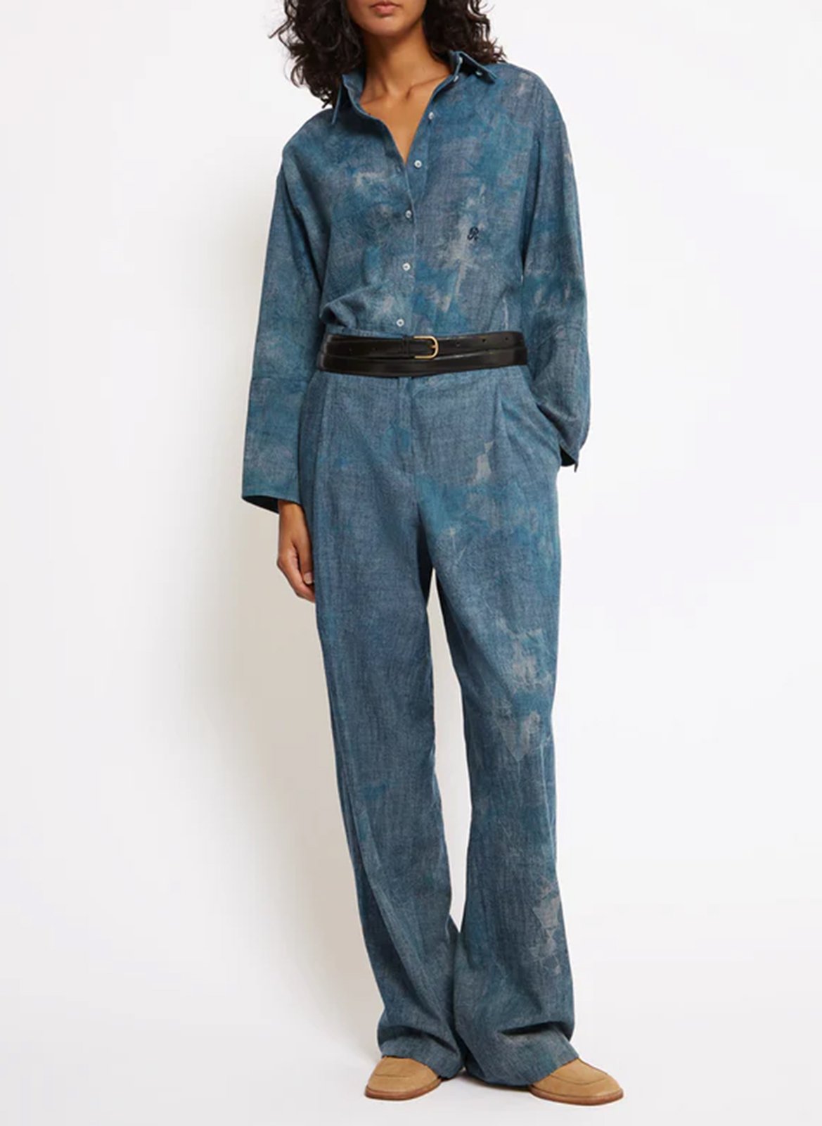 Oversize-Hemd aus Baumwollmix ROSEANNA Blau