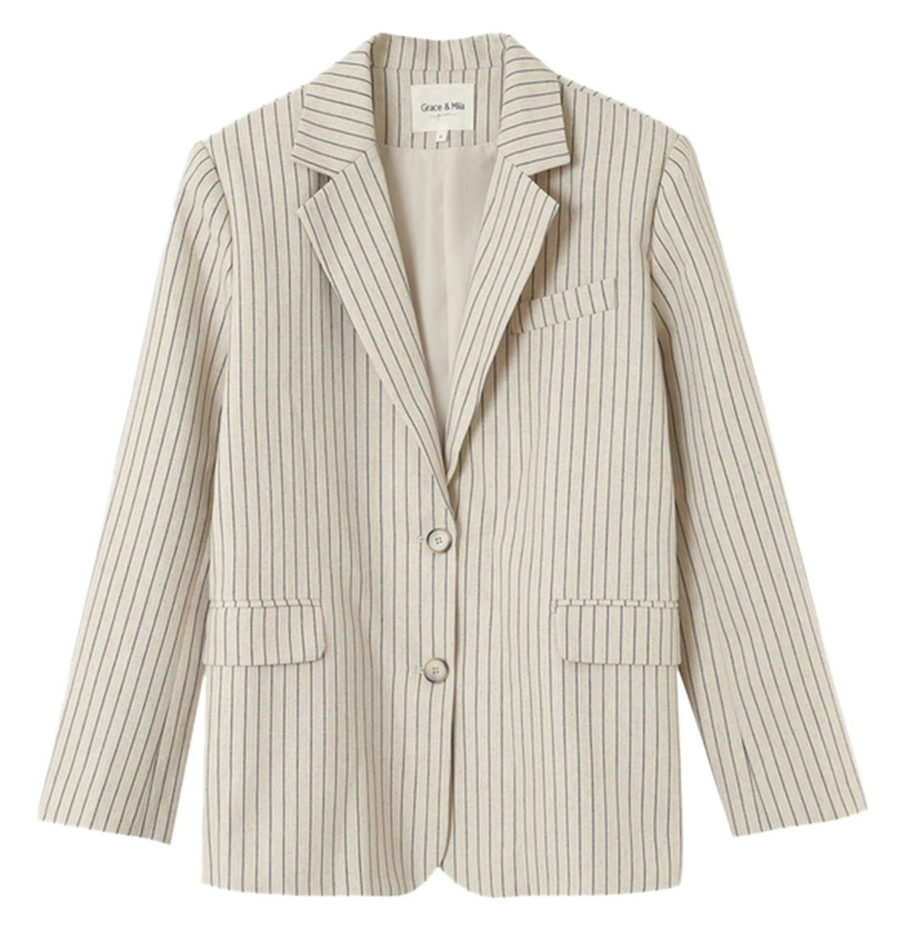 Veste col tailleur rayée GRACE ET MILA Beige