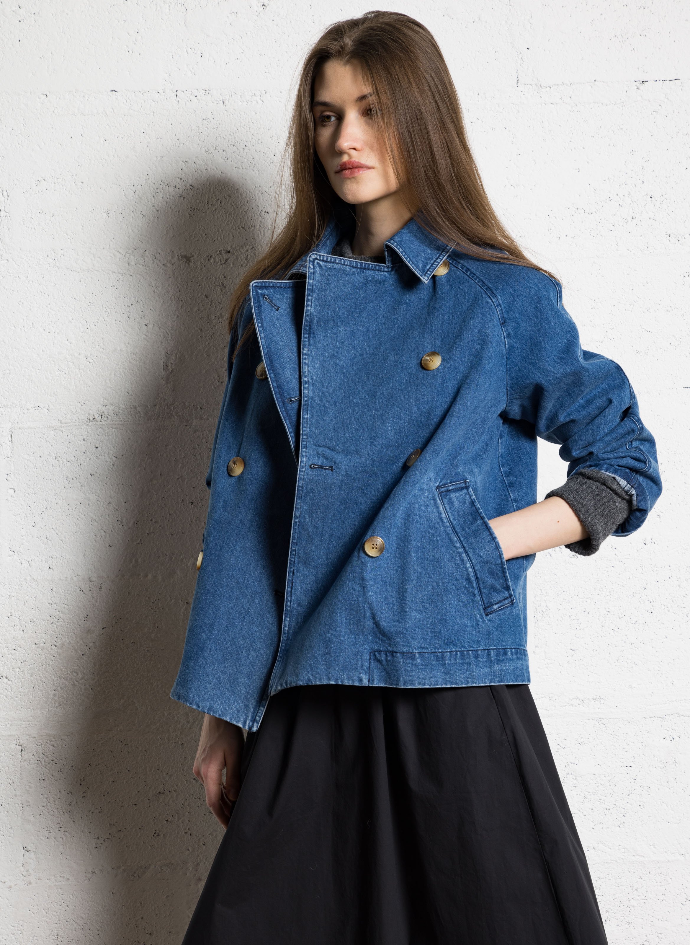 Weit geschnittener Rundhalspullover aus Wollmix AMERICAN VINTAGE Grau