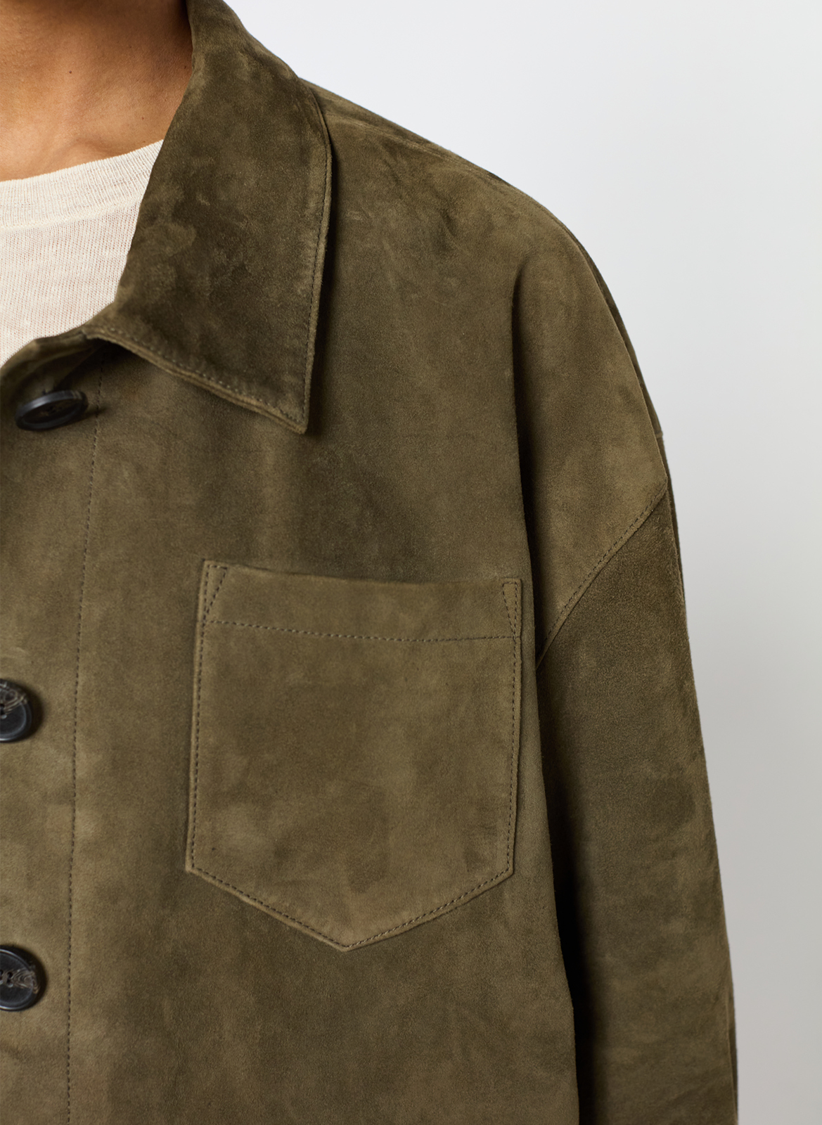 Veste droite en cuir velours GERARD DAREL Kaki