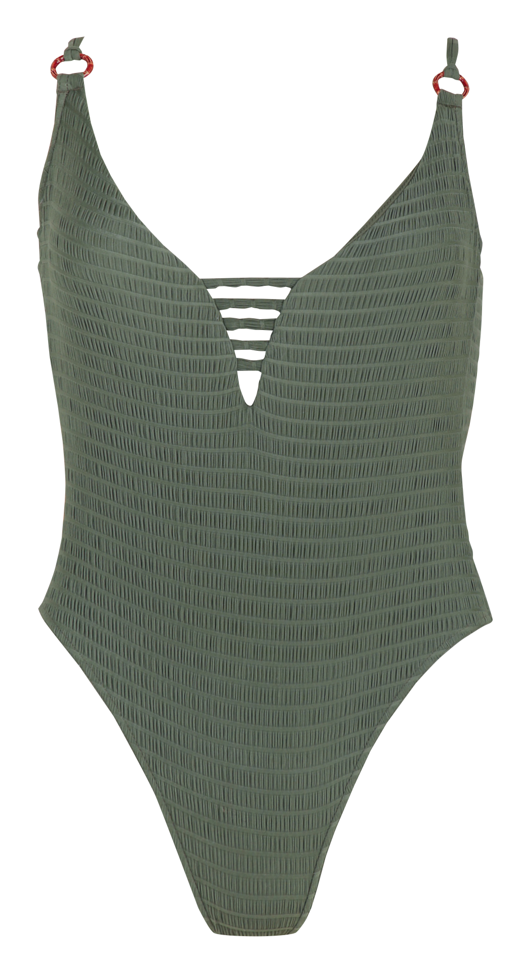 One-piece textured swimsuit BANANA MOON Khaki