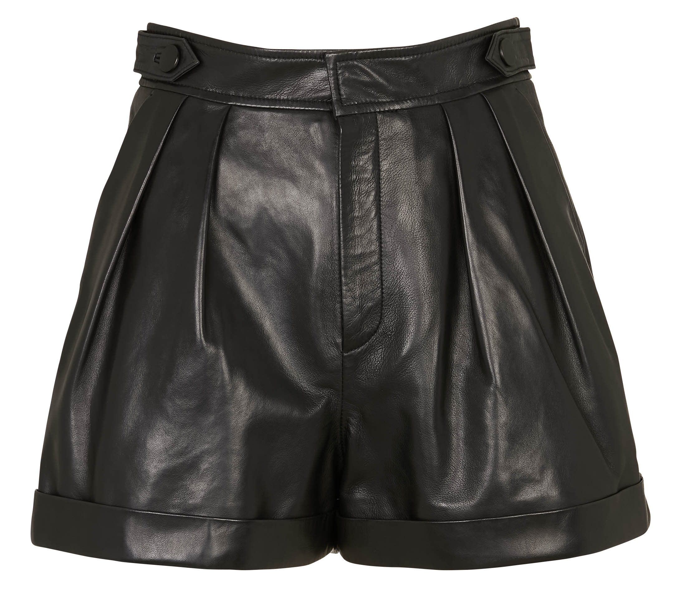Straight leather shorts IKKS Black