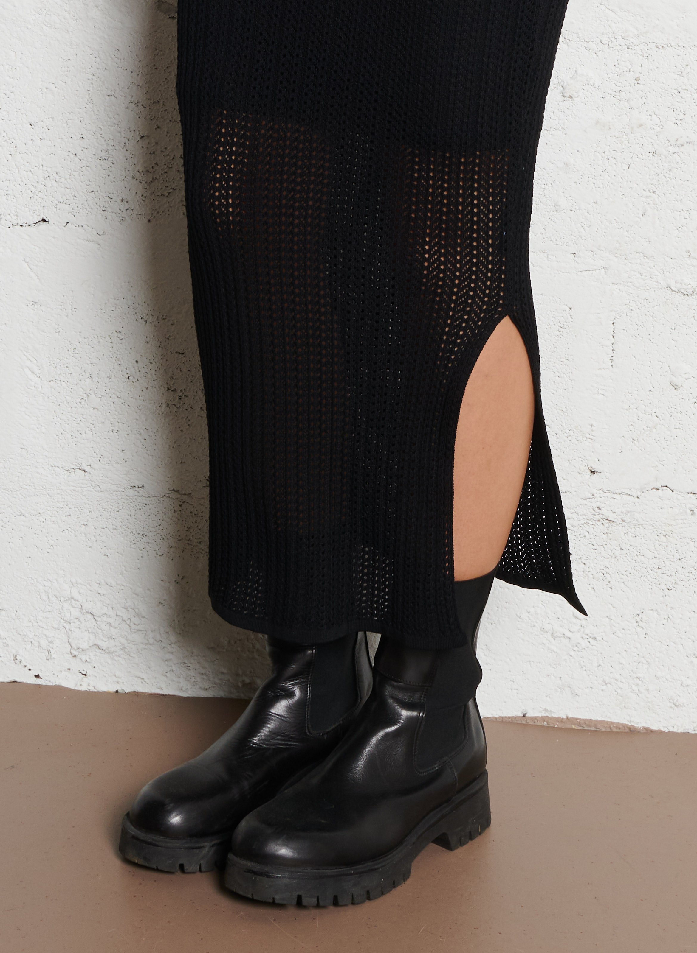 Robe longue col rond  IKKS Noir