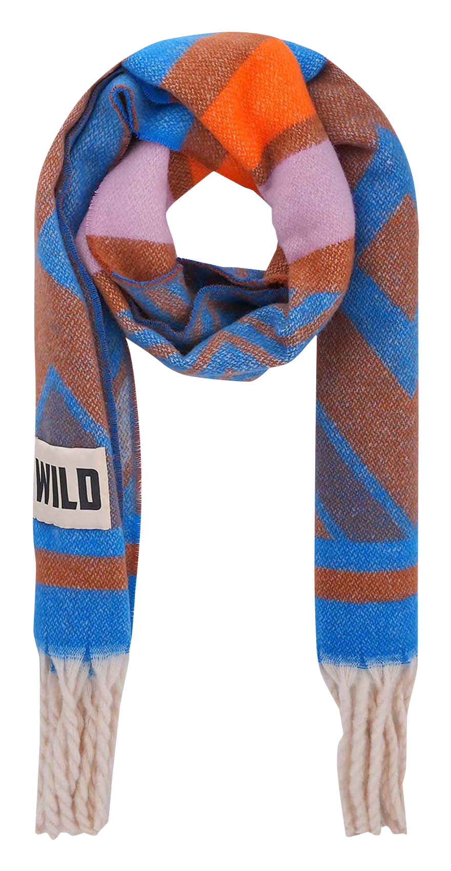 Fringed printed scarf WILD Blue